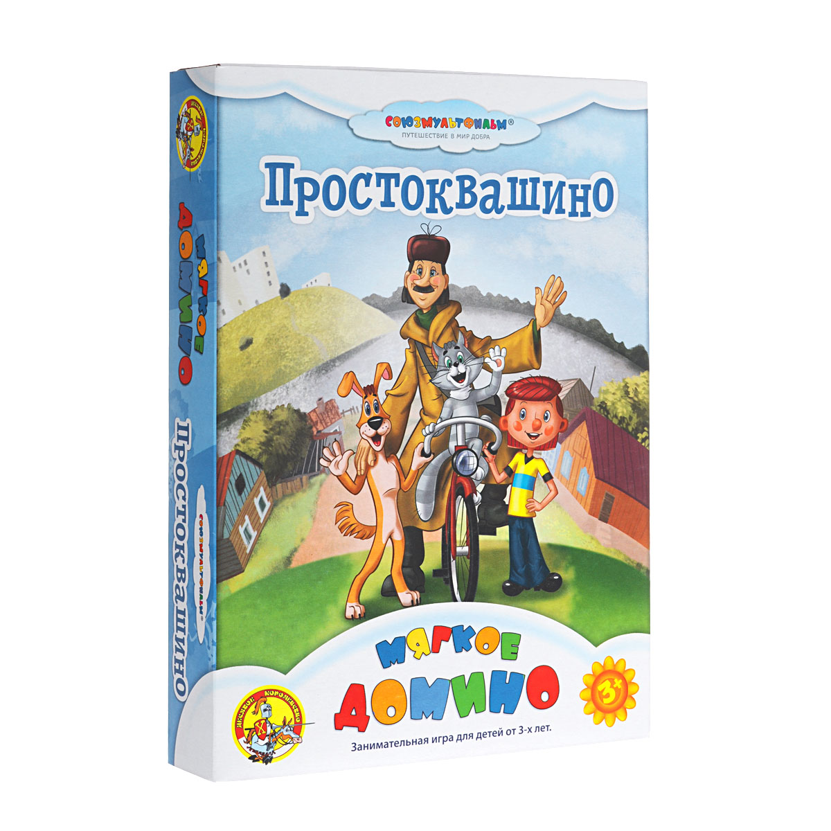 Домино Десятое королевство Простоквашино01382 Домино Десятое королевство Простоквашино01382Мягкое домино Десятое королевство Простоквашино позволит вам и вашему малышу весело и с пользой провести время, ведь совместная игра - лучший способ узнать ребенка и научить его чему-нибудь новому. Комплект игры включает в себя 28 фишек из мягкого вспененного полимера с красочными изображениями любимых героев мультфильма Простоквашино. Правила игры расположены на обратной стороне упаковки. В свой ход, каждый игрок должен добавить в цепочку из фишек одну их своих фишек так, чтобы изображение на ней подошло к изображению на конце цепи. Если в руках у игрока нет подходящей фишки - он берет дополнительные, до тех пор, пока не попадется нужная. Выигрывает тот, кто первым выложит все свои фишки. Игра в домино не только подарит малышу множество веселых мгновений, но и поможет познакомиться с новыми словами, а также развить коммуникативные навыки, внимательность, пространственное мышление, наблюдательность и мелкую моторику.