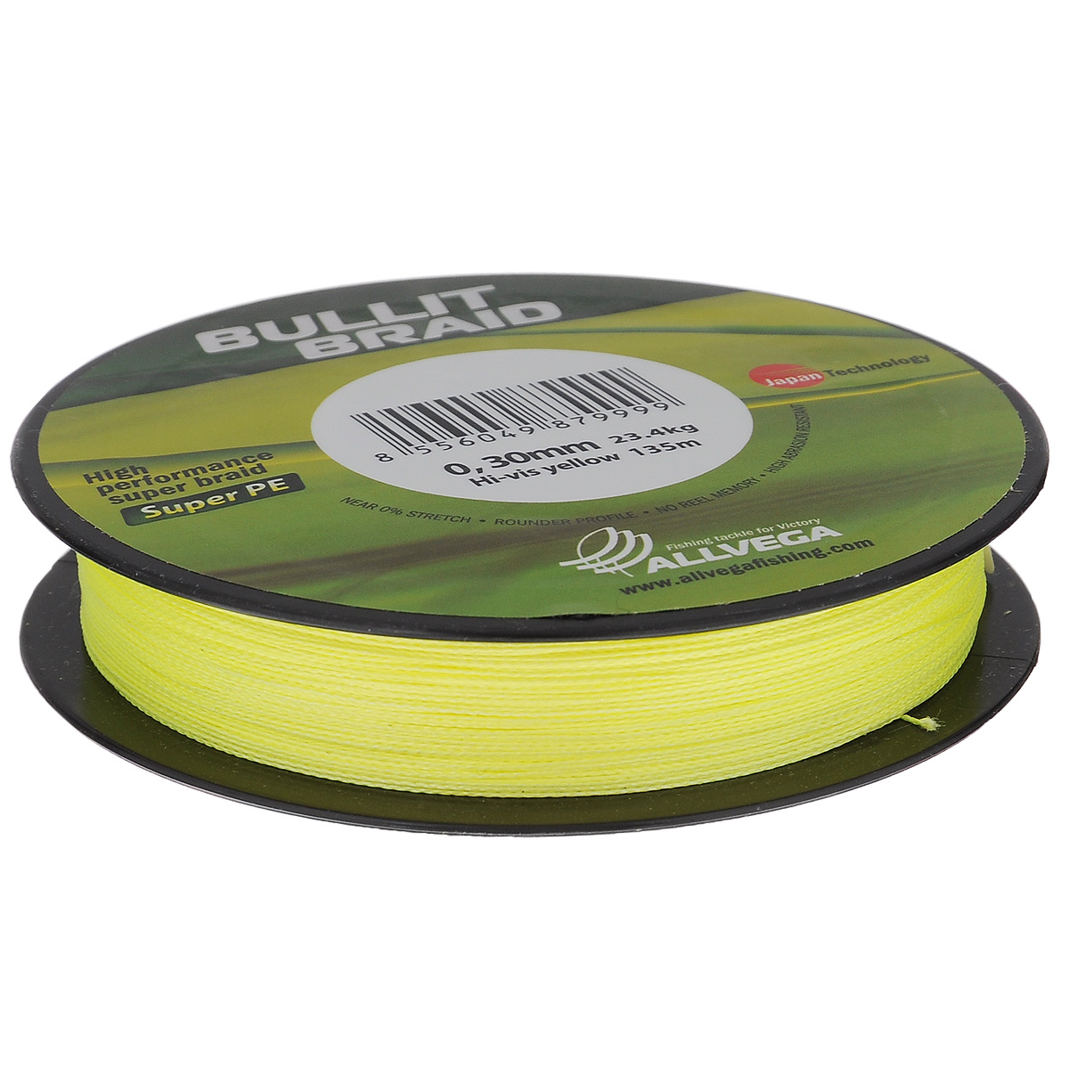 Леска плетеная Allvega Bullit Braid, цвет: ярко-желтый, 135 м, 0,3 мм, 23,4 кг21458 Леска плетеная Allvega Bullit Braid, цвет: ярко-желтый, 135 м, 0,3 мм, 23,4 кг21458Леска Allvega Bullit Braid разработана с учетом новейших японских технологий в сфере строения волокон. Благодаря микроволокнам полиэтилена (Super PE) леска имеет очень плотное плетение, не впитывает воду, имеет гладкую круглую поверхность и одинаковое сечение по всей длине.
