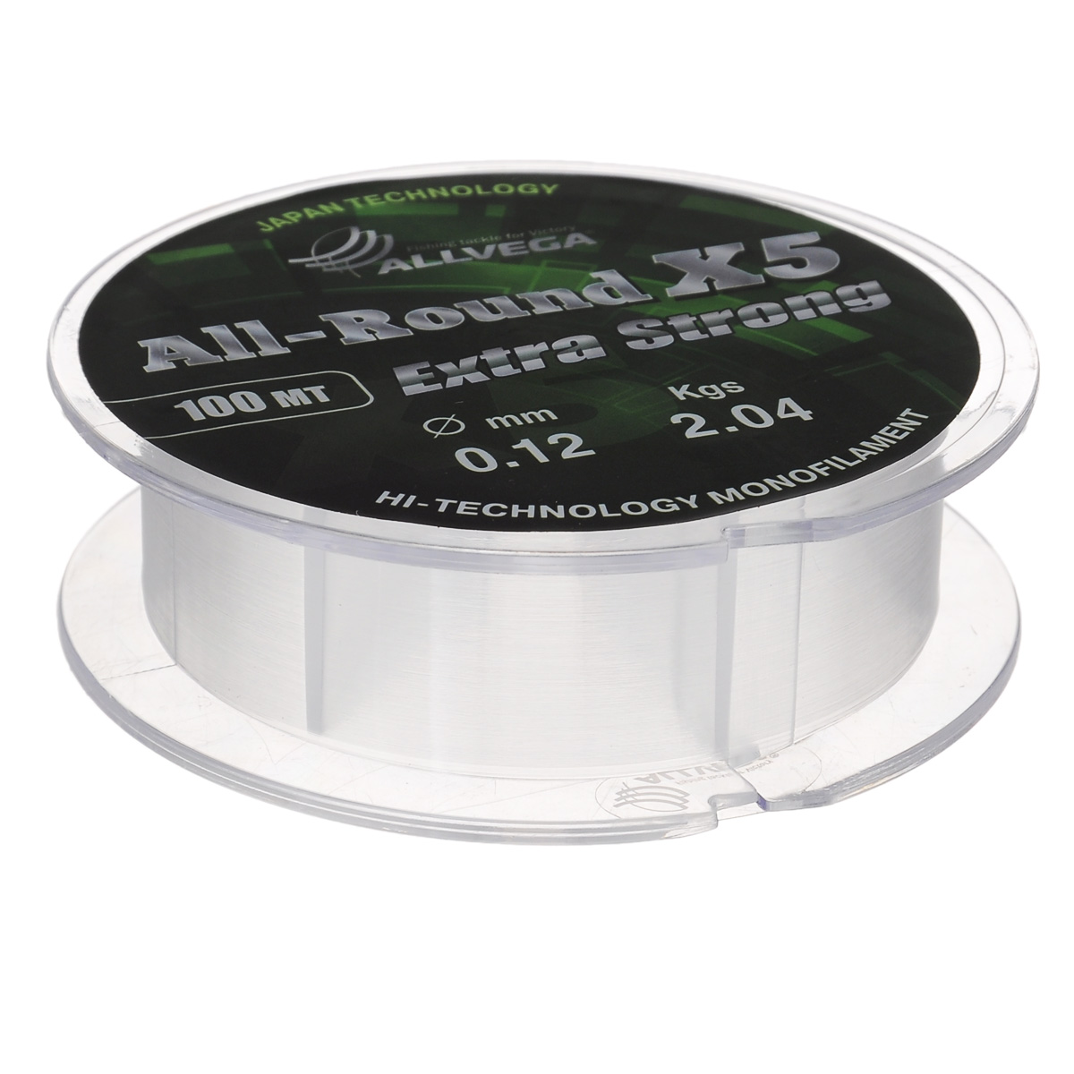 Леска Allvega All-Round X5, цвет: прозрачный, 100 м, 0,12 мм, 2,04 кг39960 Леска Allvega All-Round X5, цвет: прозрачный, 100 м, 0,12 мм, 2,04 кг39960Универсальная прозрачная леска Allvega All-Round X5, изготовленная из японского сырья. Обладает высокими разрывными и износостойкими характеристиками. Применяется в летних поплавочных оснастках. Зимой отлично подойдет для ловли на мормышку и для оснащения зимних поплавочных удочек.