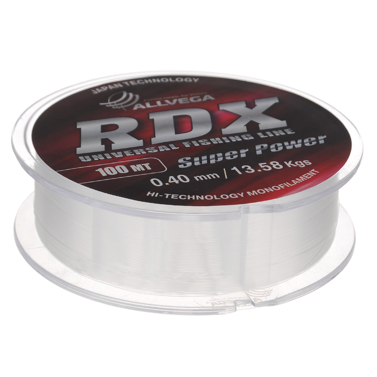 Леска Allvega RDX, цвет: прозрачный, 100 м, 0,4 мм, 13,58 кг39946 Леска Allvega RDX, цвет: прозрачный, 100 м, 0,4 мм, 13,58 кг39946Универсальная леска Allvega RDX с высокими техническими характеристиками. Прозрачный цвет, минимальная механическая память, высокая устойчивость к внешним механическим воздействиям и высокая прочность, позволяют использовать ее практически во всех видах ловли, как летом, так и зимой.
