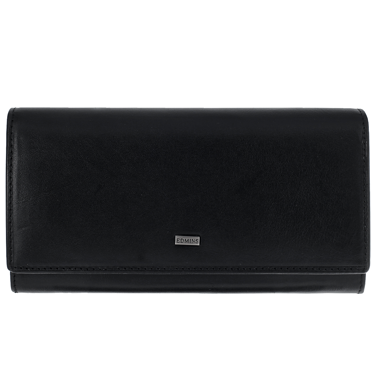 Портмоне женское Edmins1164 ML ED black Портмоне женское Edmins1164 ML ED blackЖенское портмоне Edmins выполнено из натуральной кожи. Лицевая сторона оформлена небольшой металлической пластиной с гравировкой Edmins. Изделие закрывается клапаном на застежку-кнопку. Внутри расположены 3 отделения для купюр, 2 горизонтальных потайных кармана для различных бумаг и мелочей, 9 прорезных карманов для пластиковых карт и визиток, карман из прозрачного пластика и отделение для мелочи, закрывающееся на металлическую защелку. На тыльной стороне портмоне расположен вшитый карман на застежке-молнии. Портмоне упаковано в фирменную коробку с названием бренда. Такое стильное портмоне станет отличным подарком для человека, ценящего качественные и необычные вещи.