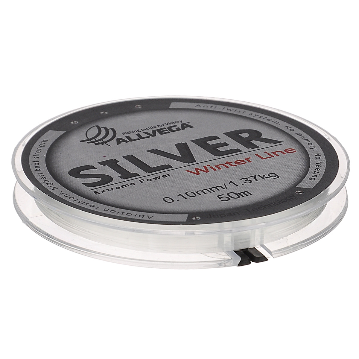 Леска Allvega Silver, цвет: серебристый, 50 м, 0,1 мм, 1,37 кг51526 Леска Allvega Silver, цвет: серебристый, 50 м, 0,1 мм, 1,37 кг51526Специальная зимняя леска Allvega Silver предназначена для использования во время низких температур. Имеет светло-серый, серебристый оттенок. Высокопрочная. Отсутствие механической памяти позволяет с успехом использовать ее для ловли на мормышку.