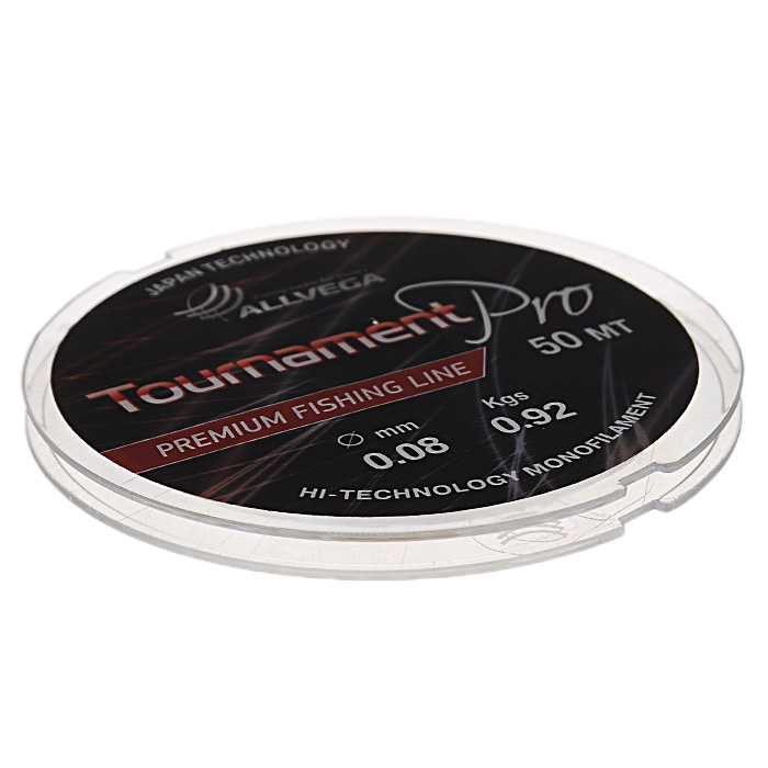 Леска Allvega Tournament Pro, цвет: прозрачный, 50 м, 0,08 мм, 0,92 кг36150 Леска Allvega Tournament Pro, цвет: прозрачный, 50 м, 0,08 мм, 0,92 кг36150Высокотехнологичная японская леска Allvega Tournament Pro. Отличные характеристики позволяют использовать эту леску на соревнованиях международного уровня. Используется там, где необходима высокая прочность и надежность. Рекомендуется для изготовления поплавочных оснасток и поводков. Прекрасно подойдет для зимней рыбалки.