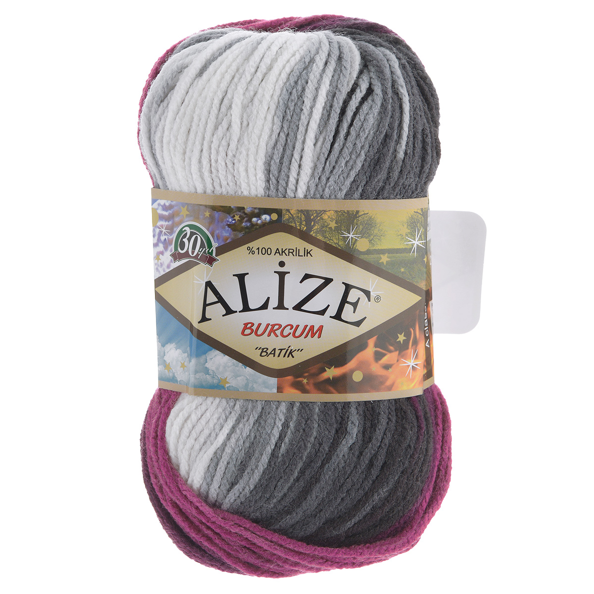Пряжа для вязания Alize Burсum Batik, цвет: малиновый, белый, черный (4202), 210 м, 100 г, 5 шт364118_4202 Пряжа для вязания Alize Burсum Batik, цвет: малиновый, белый, черный (4202), 210 м, 100 г, 5 шт364118_4202Пряжа Alize Burсum Batik - это классическая демисезонная пряжа секционного крашения. Она мягкая, «нескрипучая». Нить плотно скручена, после распускания не деформируется. Связанные вещи не колются, не линяют, не теряют своей формы, не образуют катышков. Такую пряжу можно даже использовать для вязания детской одежды. Пряжа Alize Burсum Batik идеальна для создания свитеров, регланов, жилетов, кардиганов, шарфов, шапок, аксессуаров, пледов и др. Рекомендованные спицы для вязания 4-6 мм. Состав: 100% акрил.