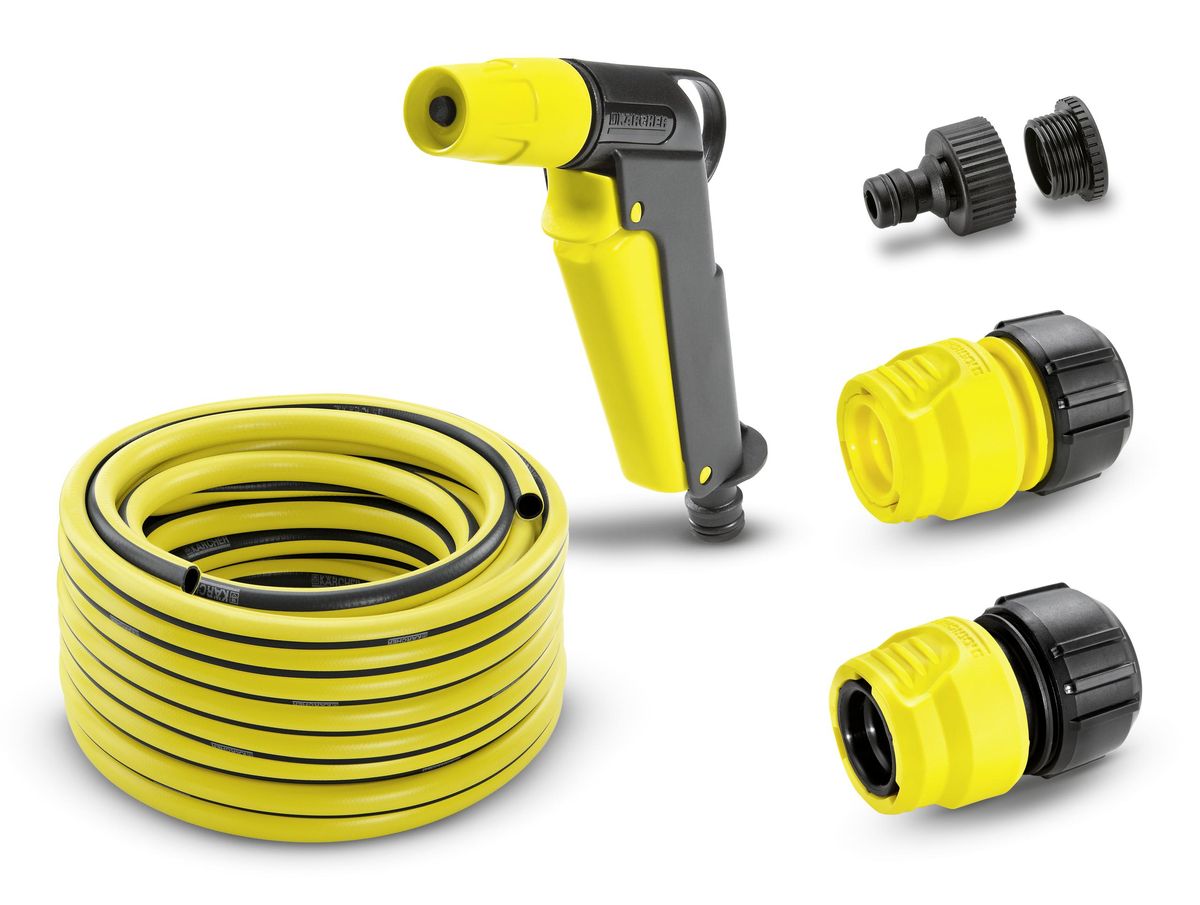 Шланг Karcher PrimoFlex, с соединителями, 1/2, 20 м. 2.645-115.02.645-115.0 Шланг Karcher PrimoFlex, с соединителями, 1/2, 20 м. 2.645-115.02.645-115.0Комплект Karcher 2.645-115 предназначен специально для направленного полива растений на садовом участке и в огороде. В комплект входит: шланг PrimoFlex, пистолет для полива, штуцер для крана 3/4 с переходом на 1/2 и два коннектора, один из которых с аквастопом. Пистолет используется для орошения небольших по площади территорий. С помощью специального вентиля пистолета легко и просто регулировать струю: от точечной до аэрозольной. Имеет удобную рукоятку и крючок для подвешивания. Также его можно применять для чистки мебели и садового оборудования. Шланг PrimoFlex предназначен для подведения воды к месту полива. Он армирован специальным материалом, выдерживающим давление до 24 бар, устойчив к УФ-излучению и температурам до +65°С. Прочен, безопасен, внутри содержит светонепроницаемый слой. Штуцер предназначен для присоединения шланга к крану. Изготовлен из высококачественного материала. Для удобства использования имеет переходник, если диаметр резьбы будет не...