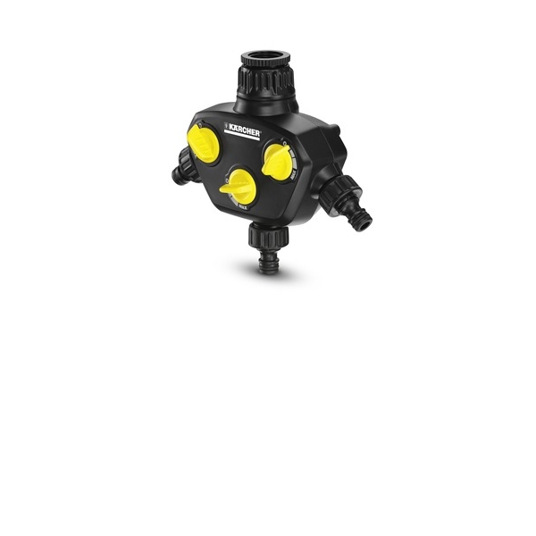 Распределитель для крана Karcher, с 3 выходами 2.645-200.02.645-200.0 Распределитель для крана Karcher, с 3 выходами 2.645-200.02.645-200.0Распределитель Karcher предназначен для присоединения к кранам с резьбой G1 и переходником G3/4. Обеспечивает орошение с одновременным использованием до 3 шлангов. 3 независимых выхода с регуляторами расхода воды. На входе имеется металлический фильтр. 3 штуцера в комплекте.