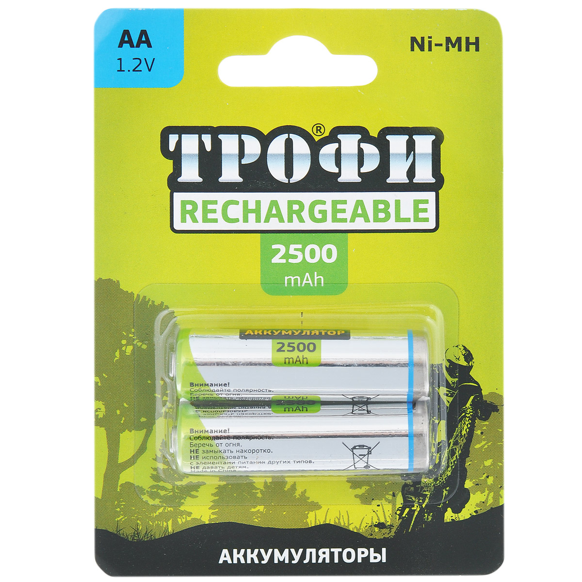 Аккумулятор Трофи, тип AA (HR6-2BL), 2500 мАч, 2 шт5055283020837 Аккумулятор Трофи, тип AA (HR6-2BL), 2500 мАч, 2 шт5055283020837Аккумуляторы никель-металлогидридные Трофи оптимально подходят для повседневного питания множества современных бытовых приборов. Батарейки созданы для устройств с высоким потреблением энергии. Аккумуляторы Трофи - современное решение для людей, постоянно нуждающихся в надежном источнике питания различных устройств как в своей профессиональной деятельности, так и в период отдыха. Они идеальны для использования даже в самой требовательной бытовой электронике: цифровые фотоаппараты, фотовспышки, плееры, современные игрушки и прочее. Более того, NiMh аккумуляторы отличаются отсутствием эффекта памяти, что исключает необходимость полного разряда перед каждый циклом восполнения емкости. В комплекте - 2 аккумулятора. Размер аккумулятора: 1,4 см х 5 см.