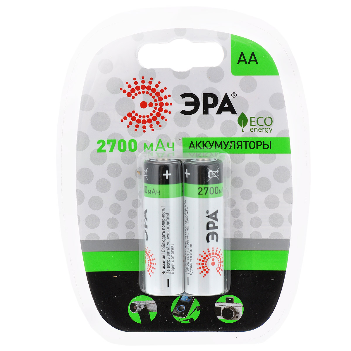 Аккумулятор ЭРА Eco Energy, тип AA (HR6-2BL), 2700 мАч, 2 шт5055398601686 Аккумулятор ЭРА Eco Energy, тип AA (HR6-2BL), 2700 мАч, 2 шт5055398601686Аккумуляторы никель-металлогидридные ЭРА Eco Energy оптимально подходят для повседневного питания множества современных бытовых приборов. Батарейки созданы для устройств с высоким потреблением энергии. Аккумуляторы ЭРА - современное решение для людей, постоянно нуждающихся в надежном источнике питания различных устройств как в своей профессиональной деятельности, так и в период отдыха. Они идеальны для использования даже в самой требовательной бытовой электронике: цифровые фотоаппараты, фотовспышки, плееры, современные игрушки и прочее. Более того, NiMh аккумуляторы отличаются отсутствием эффекта памяти, что исключает необходимость полного разряда перед каждый циклом восполнения емкости. В комплекте - 2 аккумулятора. Размер аккумулятора: 1,4 см х 5 см. Уважаемые клиенты! Обращаем ваше внимание на возможные изменения в дизайне упаковки. Качественные характеристики товара остаются неизменными. Поставка осуществляется в зависимости от...