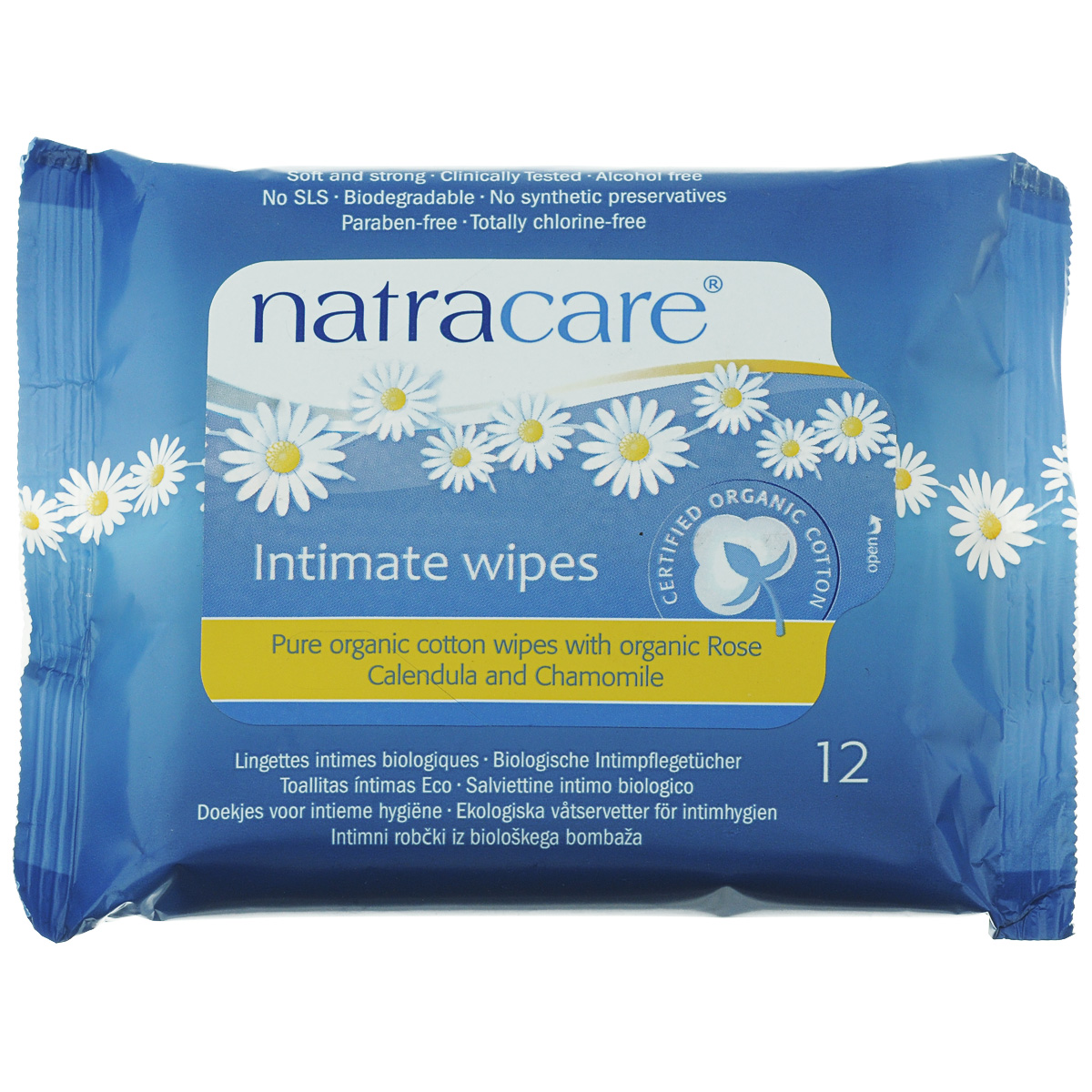 Влажные очищающие салфетки Natracare Organic Cotton для интимной гигиены, 12 шт782126200150 Влажные очищающие салфетки Natracare Organic Cotton для интимной гигиены, 12 шт782126200150Влажные очищающие салфетки Natracare Organic Cotton предназначены для ежедневной интимной гигиены, будут необходимы во время путешествий. Салфетки, обогащенные Био эфирными маслами, изготовлены из 100% Био-хлопка, не содержат вредные ингредиенты, не отбелены хлором, и полностью разлагаются после применения. Мягкие, прочные и клинически протестированные салфетки Natracare Organic Cotton очищают и освежают, оставляя кожу мягкой.