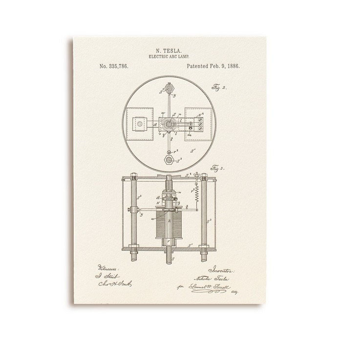 Открытка Патенты Николы Теслы. Electric Arc Lamp, fig. 2GC001.3 Открытка Патенты Николы Теслы. Electric Arc Lamp, fig. 2GC001.3Оригинальная открытка Патенты Николы Теслы. Electric Arc Lamp, fig. 2 напечатана вручную на старинном прессе способом высокой печати (letterpress), сделана из высококачественной бумаги из 100% хлопка молочно-кремового оттенка. Она поставляется в комплекте с конвертом из крафт-бумаги. Поздравительная открытка станет чудесным дополнением к подарку по любому поводу или милым сюрпризом и знаком внимания.