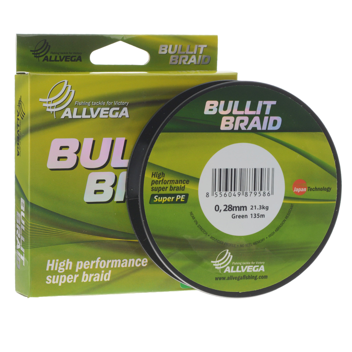 Леска плетеная Allvega Bullit Braid, цвет: темно-зеленый, 135 м, 0,28 мм, 21,3 кг21447 Леска плетеная Allvega Bullit Braid, цвет: темно-зеленый, 135 м, 0,28 мм, 21,3 кг21447Леска Allvega Bullit Braid с гладкой поверхностью и одинаковым сечением по всей длине обладает высокой износостойкостью. Благодаря микроволокнам полиэтилена (Super PE) леска имеет очень плотное плетение и не впитывает воду. Леску Allvega Bullit Braid можно применять в любых типах водоемов. Особенности: - повышенная износостойкость; - высокая чувствительность - коэффициент растяжения близок к нулю; - отсутствует память; - идеально гладкая поверхность позволяет увеличить дальность забросов; - высокая прочность шнура на узлах.