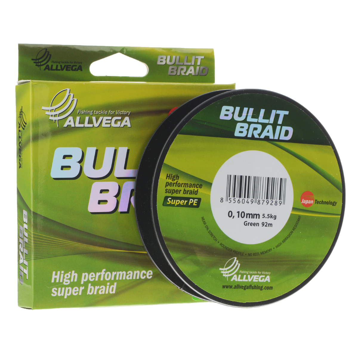 Леска плетеная Allvega Bullit Braid, цвет: темно-зеленый, 92 м, 0,10 мм, 5,5 кг21419 Леска плетеная Allvega Bullit Braid, цвет: темно-зеленый, 92 м, 0,10 мм, 5,5 кг21419Леска Allvega Bullit Braid с гладкой поверхностью и одинаковым сечением по всей длине обладает высокой износостойкостью. Благодаря микроволокнам полиэтилена (Super PE) леска имеет очень плотное плетение и не впитывает воду. Леску Allvega Bullit Braid можно применять в любых типах водоемов. Особенности: - повышенная износостойкость; - высокая чувствительность - коэффициент растяжения близок к нулю; - отсутствует память; - идеально гладкая поверхность позволяет увеличить дальность забросов; - высокая прочность шнура на узлах.