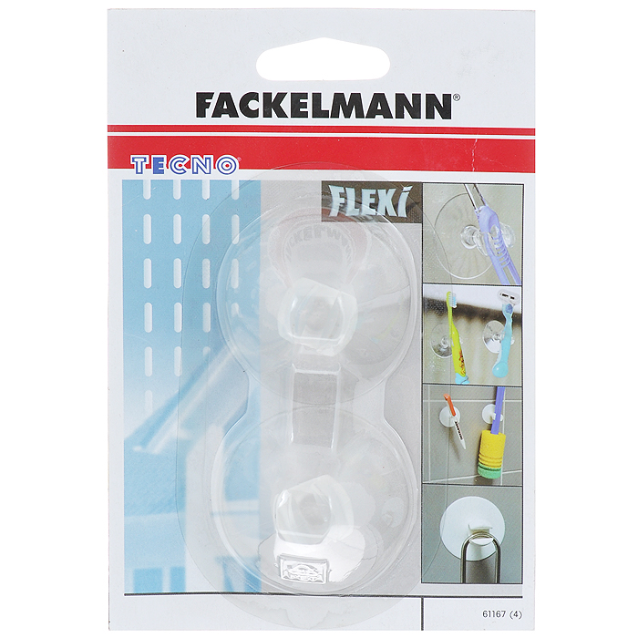 Крючок для зубной щетки Fackelmann Tecno, на присоске, цвет: прозрачный, 2 шт61167 Крючок для зубной щетки Fackelmann Tecno, на присоске, цвет: прозрачный, 2 шт61167Набор Fackelmann Tecno состоит из двух крючков, изготовленных из ПВХ и предназначенных для размещения на стене благодаря присоске. В наборе - 2 крючка. С крючками Fackelmann Tecno ваши зубная щетка, бритва или мочалка всегда будут на месте! Комплектация: 2 шт. Размер крючка: 4,5 см х 4,5 см х 4 см.