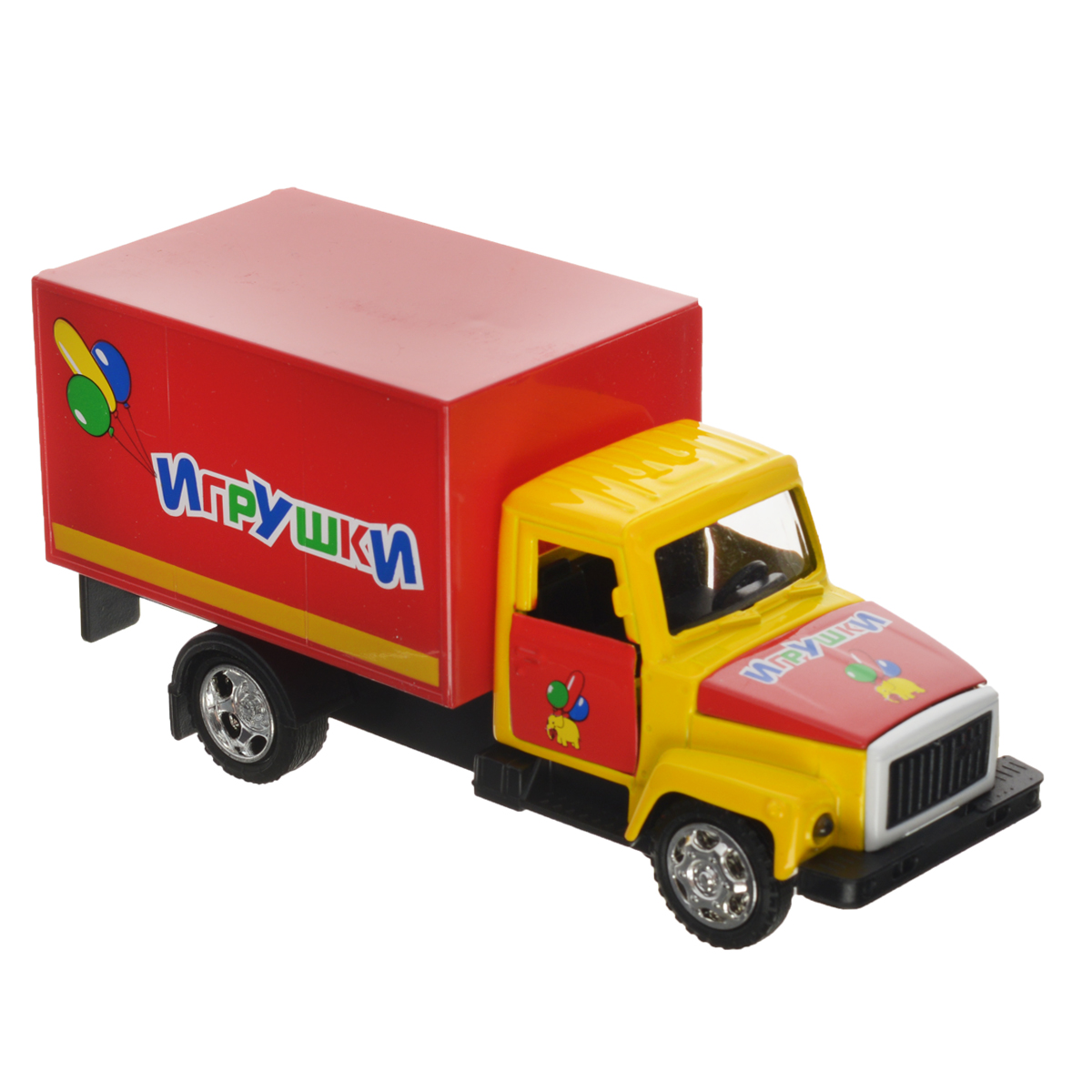 ТехноПарк Машинка инерционная ГАЗ 3307 ИгрушкиCT10-055-6 ТехноПарк Машинка инерционная ГАЗ 3307 ИгрушкиCT10-055-6Инерционная машинка ТехноПарк ГАЗ 3307: Игрушки, выполненная из пластика и металла, станет любимой забавой вашего малыша. Игрушка представляет собой модель грузового фургона марки ГАЗ 3307. У машинки открывается капот, дверцы кабины и кузова. При нажатии на капот замигают фары и раздастся звук работающего двигателя. Игрушка оснащена инерционным ходом. Машинку необходимо отвести назад, затем отпустить - и она быстро поедет вперед. Прорезиненные колеса обеспечивают надежное сцепление с любой гладкой поверхностью. Ваш ребенок будет часами играть с этой машинкой, придумывая различные истории. Порадуйте его таким замечательным подарком! Машинка работает от батареек (товар комплектуется демонстрационными).