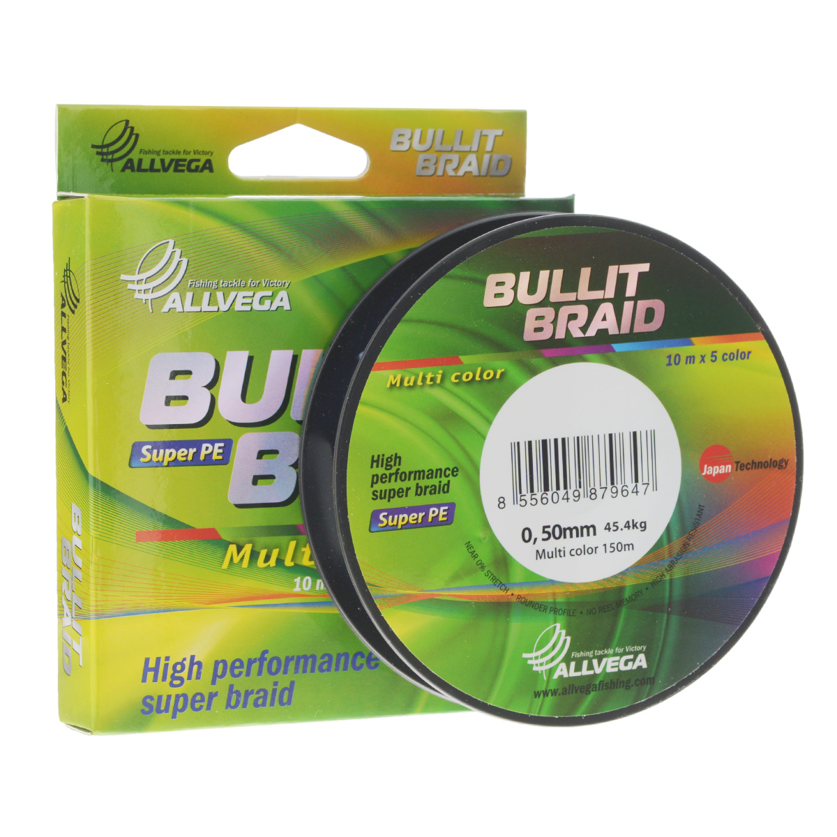 Леска плетеная Allvega Bullit Braid, цвет: мультиколор, 150 м, 0,50 мм, 45,4 кг37862 Леска плетеная Allvega Bullit Braid, цвет: мультиколор, 150 м, 0,50 мм, 45,4 кг37862Леска Allvega Bullit Braid с гладкой поверхностью и одинаковым сечением по всей длине обладает высокой износостойкостью. Благодаря микроволокнам полиэтилена (Super PE) леска имеет очень плотное плетение и не впитывает воду. Леску Allvega Bullit Braid можно применять в любых типах водоемов. Особенности: повышенная износостойкость; высокая чувствительность - коэффициент растяжения близок к нулю; отсутствует память; идеально гладкая поверхность позволяет увеличить дальность забросов; высокая прочность шнура на узлах.