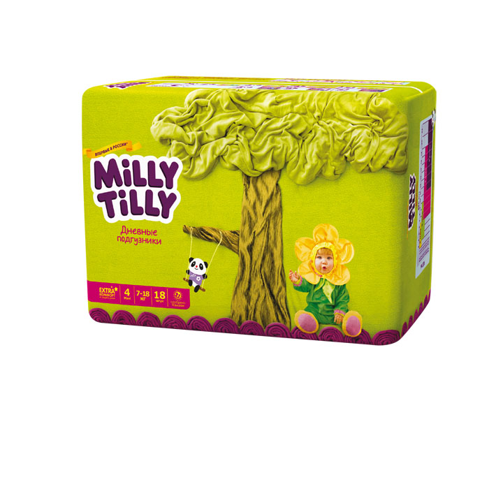 Milly Tilly Подгузники дневные Maxi, 7-18 кг, 18 шт0111 Milly Tilly Подгузники дневные Maxi, 7-18 кг, 18 шт0111Нежный материал дневного подгузника Milly Tilly в виде сот прилегает к коже и дарит малышу невероятный комфорт. Данная структура верхнего слоя в виде сот позволяет свободно циркулировать воздуху внутри подгузника. Эластичные поясочки надежно фиксируют его, при этом не стесняют движений малыша. Нежные оборочки сделаны из трех мягких резиночек, которые не натирают ножки. Застежки Magic Fix - настолько крепкие, что их можно пристёгивать и отстёгивать много раз для лучшей фиксации. Система Liquid Security позволяет равномерно распределять влагу, без комочков. Кожа малыша надолго остаётся сухой и нежной. Цифры на пояске помогут симметрично застегнуть подгузник. На каждом подгузнике смешной герой развеселит малыша и поднимет настроение маме. Проверено дерматологами.