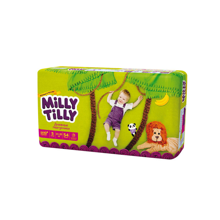 Milly Tilly Подгузники дневные Junior, 11-25 кг, 54 шт0166 Milly Tilly Подгузники дневные Junior, 11-25 кг, 54 шт0166Нежный материал дневного подгузника Milly Tilly в виде сот прилегает к коже и дарит малышу невероятный комфорт. Данная структура верхнего слоя в виде сот позволяет свободно циркулировать воздуху внутри подгузника. Эластичные поясочки надежно фиксируют его, при этом не стесняют движений малыша. Нежные оборочки сделаны из трех мягких резиночек, которые не натирают ножки. Застежки Magic Fix - настолько крепкие, что их можно пристёгивать и отстёгивать много раз для лучшей фиксации. Система Liquid Security позволяет равномерно распределять влагу, без комочков. Кожа малыша надолго остаётся сухой и нежной. Цифры на пояске помогут симметрично застегнуть подгузник. На каждом подгузнике смешной герой развеселит малыша и поднимет настроение маме. Проверено дерматологами.