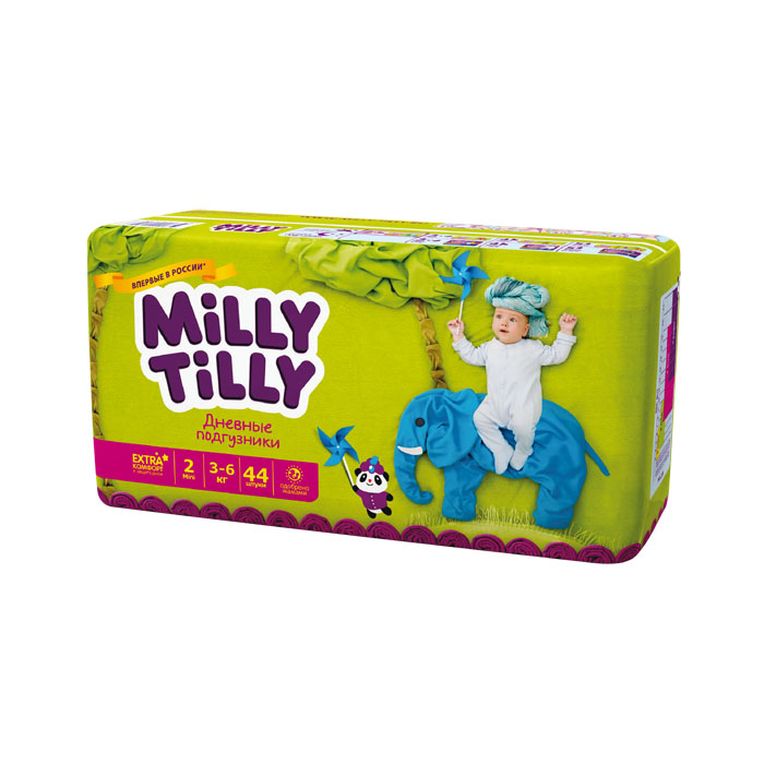 Milly Tilly Подгузники дневные Mini, 3-6 кг, 44 шт67 Milly Tilly Подгузники дневные Mini, 3-6 кг, 44 шт67Нежный материал дневного подгузника Milly Tilly в виде сот прилегает к коже и дарит малышу невероятный комфорт. Данная структура верхнего слоя в виде сот позволяет свободно циркулировать воздуху внутри подгузника. Эластичные поясочки надежно фиксируют его, при этом не стесняют движений малыша. Нежные оборочки сделаны из трех мягких резиночек, которые не натирают ножки. Застежки Magic Fix - настолько крепкие, что их можно пристёгивать и отстёгивать много раз для лучшей фиксации. Система Liquid Security позволяет равномерно распределять влагу, без комочков. Кожа малыша надолго остаётся сухой и нежной. Цифры на пояске помогут симметрично застегнуть подгузник. На каждом подгузнике смешной герой развеселит малыша и поднимет настроение маме. Проверено дерматологами.
