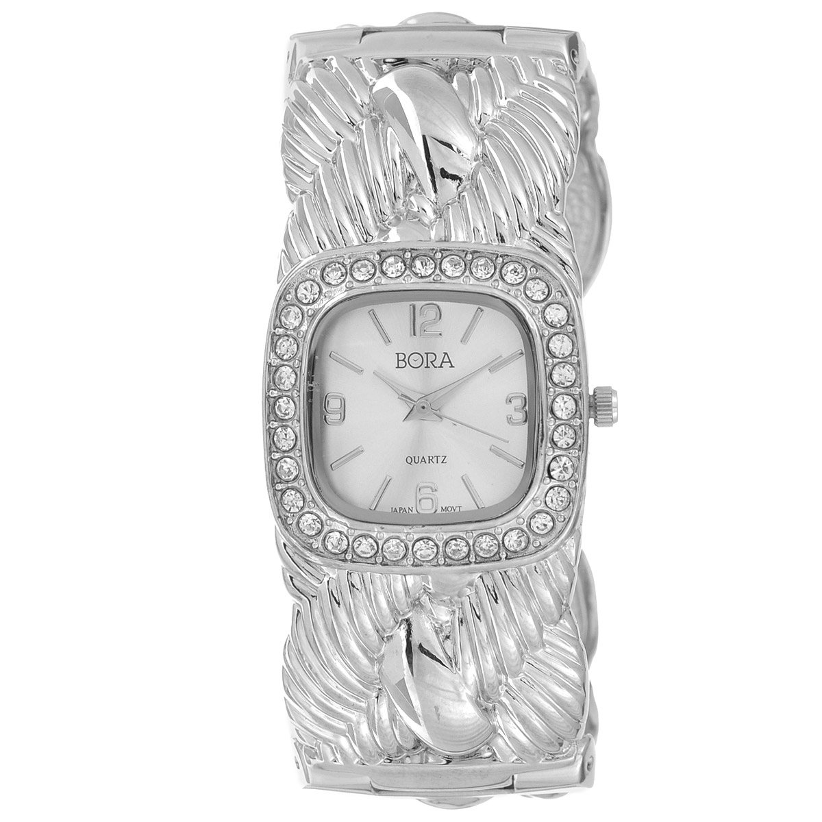 Часы наручные женские Bora, цвет: серебряный. FWBG083 / T-B-8520-WATCH-SILVERFWBG083 / T-B-8520-WATCH-SILVER Часы наручные женские Bora, цвет: серебряный. FWBG083 / T-B-8520-WATCH-SILVERFWBG083 / T-B-8520-WATCH-SILVERЧасы торговой марки Bora отличает изысканный стиль и превосходное качество изготовления. Японский механизм Seiko отличает невероятная точность. С ними вы точно не пропустите ничего интересного. Корпус часов выполнен из легированного металлического сплава и украшен стразами. Браслет также металлический, с быстрой пружинной защелкой. Практичная и незаменимая вещь в сумасшедшем ритме современной жизни. Стильный и элегантный аксессуар идеально дополнит ваш повседневный образ. Характеристики: Размеры корпуса: 2,6 х 2,6 х 0,6 см. Не водостойкие. Диаметр браслета: 6,5 см.