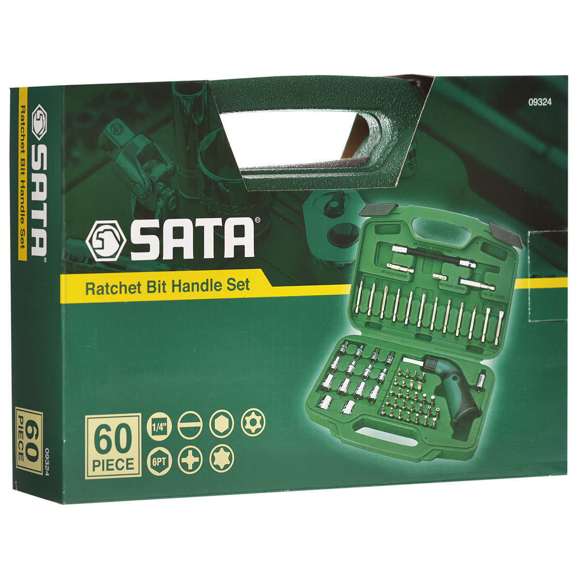 Набор инструментов SATA 60пр. 0932409324 Набор инструментов SATA 60пр. 0932409324Набор инструментов Sata - это необходимый предмет в каждом доме и автомобиле. Набор прекрасно подойдет для проведения ремонтных работ. Все инструменты выполнены из высококачественной стали. В комплекте пластиковый кейс для переноски и хранения. Состав набора: Головки торцевые шестигранные 1/4: 3,5 мм, 4 мм, 4,5 мм, 5 мм, 5,5 мм, 6 мм, 7 мм, 8 мм, 9 мм, 10 мм, 11 мм, 12 мм, 13 мм, 14 мм. Биты TORX: Т10, Т15, Т20, Т25, Т27, Т30, Т40. Биты Tamper TORX (каленые): Т10, Т15, Т20, Т25, Т27, Т30, Т40. Биты Phillips: РН0, РН1, РН2, РН3. Биты НЕХ: 2 мм, 2,5 мм, 3 мм, 4 мм, 5 мм, 6 мм. Биты шлицевые: 3 мм, 4 мм, 5,5 мм, 6,5 мм. Биты TORX удлиненные: Т15, Т20, Т25. Биты Phillips удлиненные: РН1, РН2, РН3. Биты HEX удлиненные: 4 мм, 5 мм, 6 мм. Биты шлицевые удлиненные: 4 мм, 5,5 мм, 6,5 мм. Отвертка-держатель для бит реверсивная, угловая. Адаптер для головок 1/4: 25 мм. Адаптер для головок 1/4: 50 мм. ...