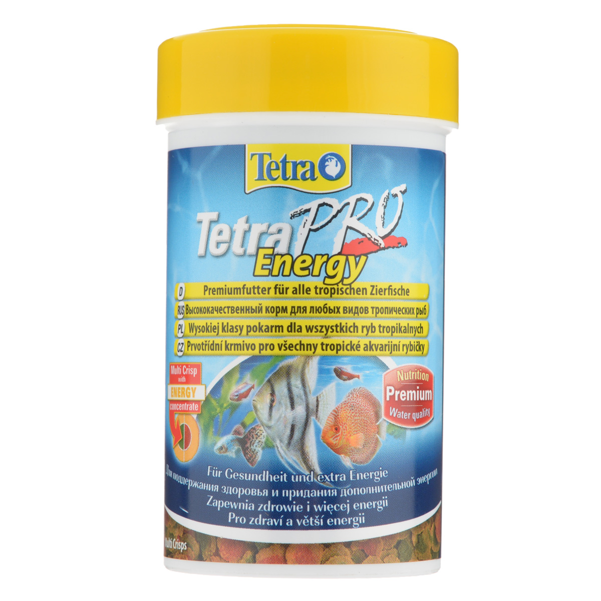 Корм сухой Tetra TetraPro. Energy для всех видов тропических рыб , чипсы, 100 мл (20 г)141711 Корм сухой Tetra TetraPro. Energy для всех видов тропических рыб , чипсы, 100 мл (20 г)141711Полноценный высококачественный корм Tetra TetraPro. Energy для всех видов тропических рыб разработан для поддержания здоровья и придания дополнительной энергии. Особенности Tetra TetraPro. Energy: - щадящая низкотемпературная технология изготовления обеспечивает высокую питательную ценность и стабильность витаминов; - энергетический концентрат для дополнительной энергии; - инновационная форма чипсов для минимального загрязнения воды отходами; - легкое кормление. Рекомендации по кормлению: кормить несколько раз в день маленькими порциями. Состав: рыба и побочные рыбные продукты, зерновые культуры, экстракты растительного белка, дрожжи, моллюски и раки, масла и жиры, водоросли, сахар. Аналитические компоненты: сырой белок - 46%, сырые масла и жиры - 12%, сырая клетчатка - 2,0%, влага - 9%. Добавки: витамины, провитамины и химические вещества с аналогичным воздействием: витамин А 29880 МЕ/кг, витамин Д3 1865 МЕ/кг,...