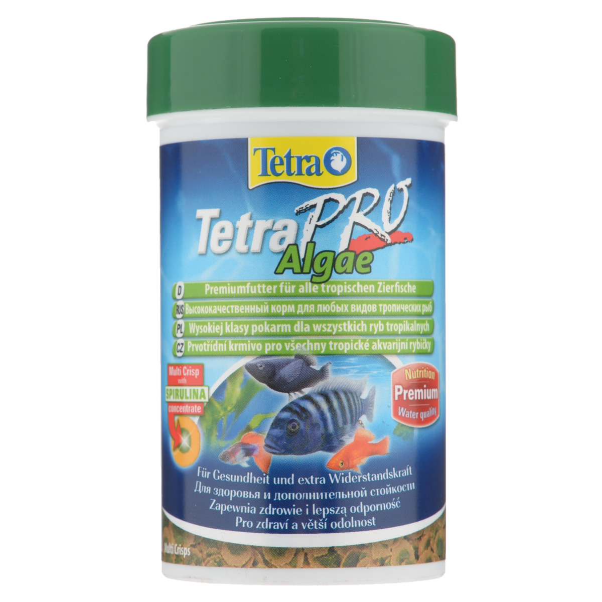Корм сухой Tetra TetraPro. Algae для всех видов тропических рыб, чипсы, 100 мл (18 г)138988 Корм сухой Tetra TetraPro. Algae для всех видов тропических рыб, чипсы, 100 мл (18 г)138988Полноценный высококачественный корм Tetra TetraPro. Algae для всех видов тропических рыб разработан для поддержания здоровья и придания дополнительной стойкости. Особенности Tetra TetraPro. Algae: - щадящая низкотемпературная технология изготовления для высокой питательной ценности и стабильности витаминов; - концентрат спирулина для повышения сопротивляемости организма; - инновационная форма чипсов для минимального загрязнения воды; - идеально подходит для растительноядных рыб; - легкое кормление. Рекомендации по кормлению: кормить несколько раз в день маленькими порциями. Состав: рыба и побочные рыбные продукты, зерновые культуры, экстракты растительного белка, дрожжи, моллюски и раки, масла и жиры, водоросли (спирулина 1%). Аналитические компоненты: сырой белок - 46%, сырые масла и жиры - 12%, сырая клетчатка - 3%, влага - 9%. Добавки: витамины, провитамины и химические вещества с аналогичным воздействием,...