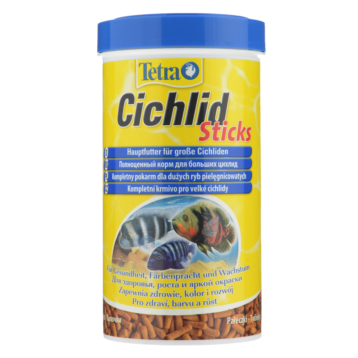 Корм сухой Tetra Cichlid. Sticks для больших цихлид, палочки, 500 мл (160 г)767409 Корм сухой Tetra Cichlid. Sticks для больших цихлид, палочки, 500 мл (160 г)767409Корм Tetra Cichlid. Sticks - это биологически сбалансированный корм в виде палочек, предназначенный для больших цихлид. Корм богат белками и другими питательными веществами для удовлетворения пищевых потребностей больших цихлид, Палочки разработаны специально для цихлид, предпочитающих питаться с поверхности воды. Запатентованная формула BioActive поддерживает здоровую иммунную систему рыб. Рекомендации по кормлению: кормите не менее 2-3 раз в день в таком количестве, которое ваши рыбы могут съесть в течение нескольких минут. Состав: рыба и побочные рыбные продукты, растительные продукты, экстракты растительного белка, дрожжи, зерновые культуры, масла и жиры, водоросли, минеральные вещества. Аналитические компоненты: сырой белок - 46%, сырые масла и жиры - 8%, сырая клетчатка - 2%, влага - 6%. Добавки: витамины, провитамины и химические вещества с аналогичным воздействием, витамин А 30480 МЕ/кг, витамин Д3 1900 МЕ/кг. Комбинации элементов:...