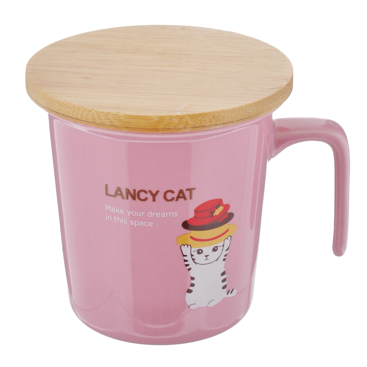 Кружка Lillo Lancy Cat, с бамбуковой крышкой, цвет: розовый, 220 мл215015 (A) розовый Кружка Lillo Lancy Cat, с бамбуковой крышкой, цвет: розовый, 220 мл215015 (A) розовыйКружка Lillo Lancy Cat выполнена из высококачественной керамики и украшена изображением кошки. Кружка имеет удобную оригинальную ручку. В комплект входит бамбуковая крышка, которую можно использовать также в качестве подставки. Кружка Lillo Lancy Cat порадует вас ярким дизайном и функциональностью, а пить чай или кофе из нее станет еще приятнее. Объем: 220 мл. Диаметр кружки по верхнему краю: 8,5 см. Высота кружки: 8,5 см. Диаметр крышки: 9 см.