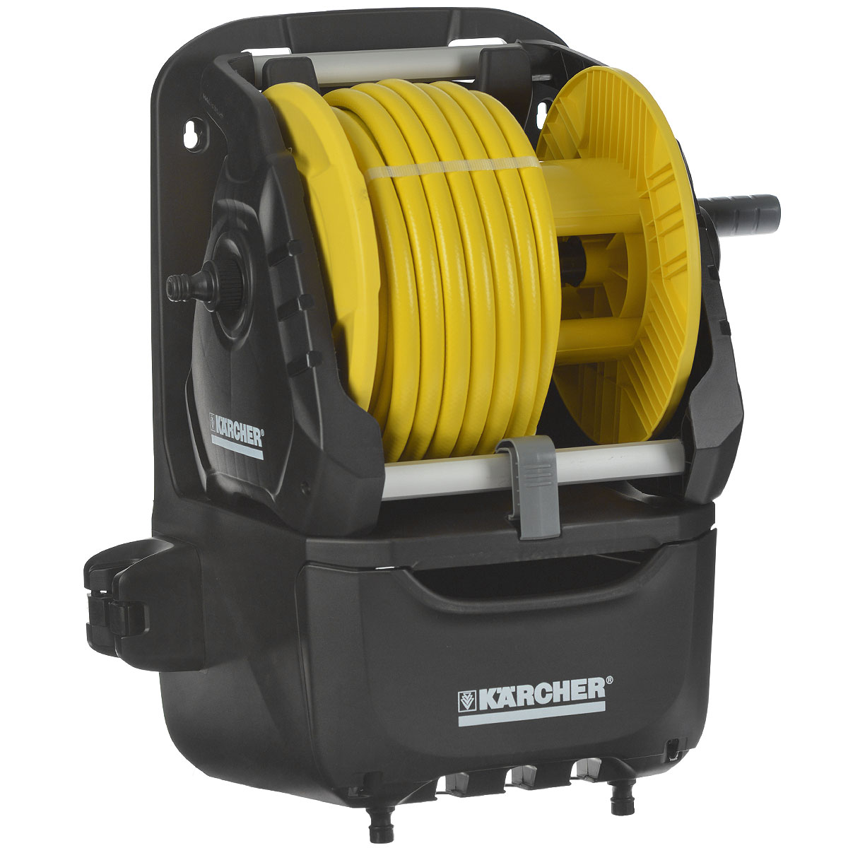 Катушка Karcher HR 7.315 Kit, со шлангом, 15 м 2.645-164.02.645-164.0 Катушка Karcher HR 7.315 Kit, со шлангом, 15 м 2.645-164.02.645-164.0Компактная оросительная станция Karcher HR 7.315 Kit укомплектована высококачественным садовым шлангом и принадлежностями. Особенности: В смонтированном состоянии. Возможность мобильного и стационарного применения (2 в 1). С держателями для принадлежностей и вместительным ящиком. Держатель для распылителя с удлиняющей трубкой. Угловой штуцер предотвращает перекручивание и перегиб шланга. Рукоятка свободного хода.