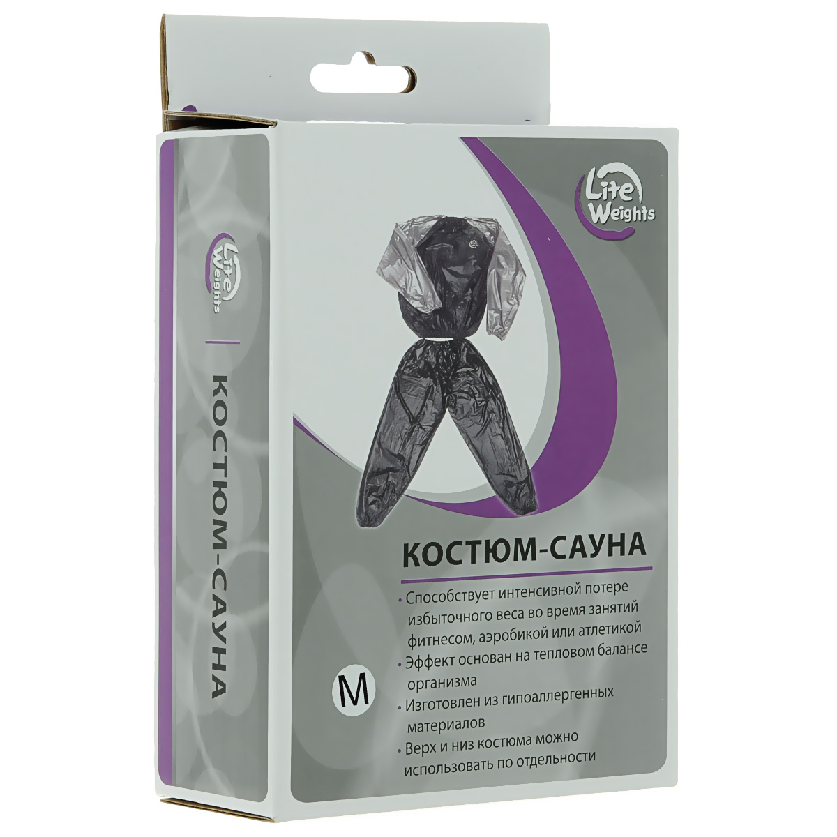 Костюм-сауна Lite Weights, цвет: черный, серый. Размер M5601SA (M) Костюм-сауна Lite Weights, цвет: черный, серый. Размер M5601SA (M)Костюм-сауна Lite Weights способствует интенсивной потере избыточного веса во время занятий фитнесом, аэробикой или атлетикой. Эффект основан на тепловом балансе организма. Костюм выполнен из гипоаллергенных материалов. При использовании этого костюма у вас пропадает лишний вес, калории сжигаются в несколько раз быстрее, чем во время обычных физических нагрузок, а вы выглядите с каждым днем все более привлекательно. Преимущества костюма-сауны 5601SA: Способствует интенсивной потере избыточного веса во время занятий фитнесом, аэробикой или атлетикой Эффект основан на тепловом балансе организма Изготовлен из гипоаллергенных материалов Верхняя и нижняя части костюма могут применяться как вместе, так и по отдельности Подходит как для мужчин, так и для женщин. Толщина материала: 0,1 мм. Длина куртки: 65 см. Ширина куртки: 63 см. Длина рукавов куртки: 76 см. Диаметр рукавов куртки: 17,5 см. Диаметр воротниковой зоны...