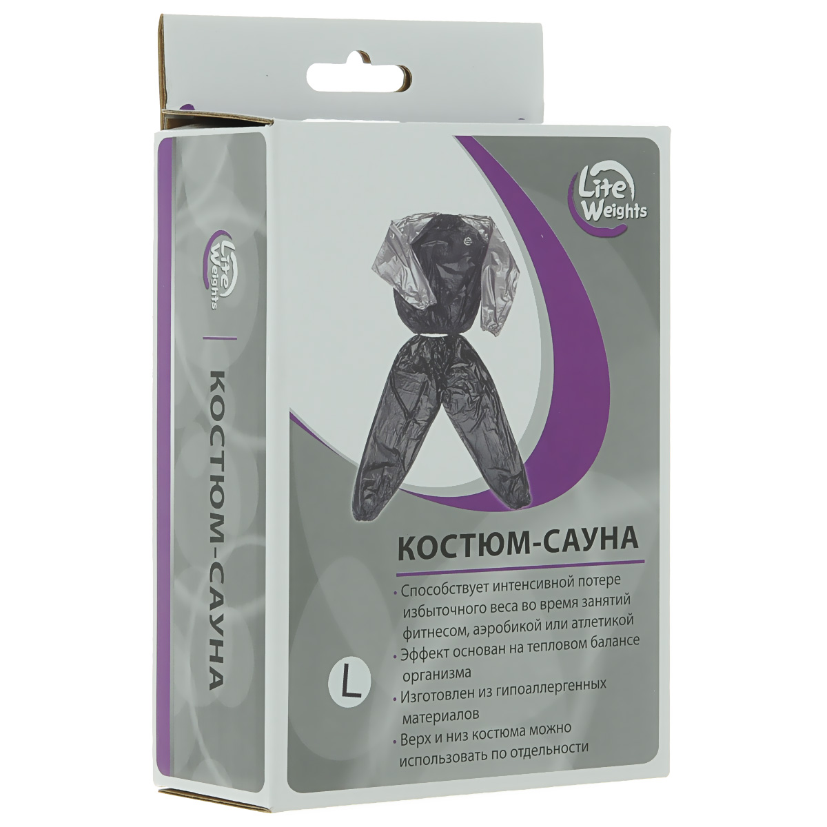Костюм-сауна Lite Weights, цвет: черный, серый. Размер L5601SA (L) Костюм-сауна Lite Weights, цвет: черный, серый. Размер L5601SA (L)Костюм-сауна Lite Weights способствует интенсивной потере избыточного веса во время занятий фитнесом, аэробикой или атлетикой. Эффект основан на тепловом балансе организма. Костюм выполнен из гипоаллергенных материалов. При использовании этого костюма у вас пропадает лишний вес, калории сжигаются в несколько раз быстрее, чем во время обычных физических нагрузок, а вы выглядите с каждым днем все более привлекательно. Преимущества костюма-сауны 5601SA: Способствует интенсивной потере избыточного веса во время занятий фитнесом, аэробикой или атлетикой Эффект основан на тепловом балансе организма Изготовлен из гипоаллергенных материалов Верхняя и нижняя части костюма могут применяться как вместе, так и по отдельности Подходит как для мужчин, так и для женщин. Толщина материала: 0,1 мм. Длина куртки: 68 см. Ширина куртки: 65 см. Длина рукавов куртки: 78 см. Диаметр рукавов куртки: 17,5 см. Диаметр воротниковой зоны...