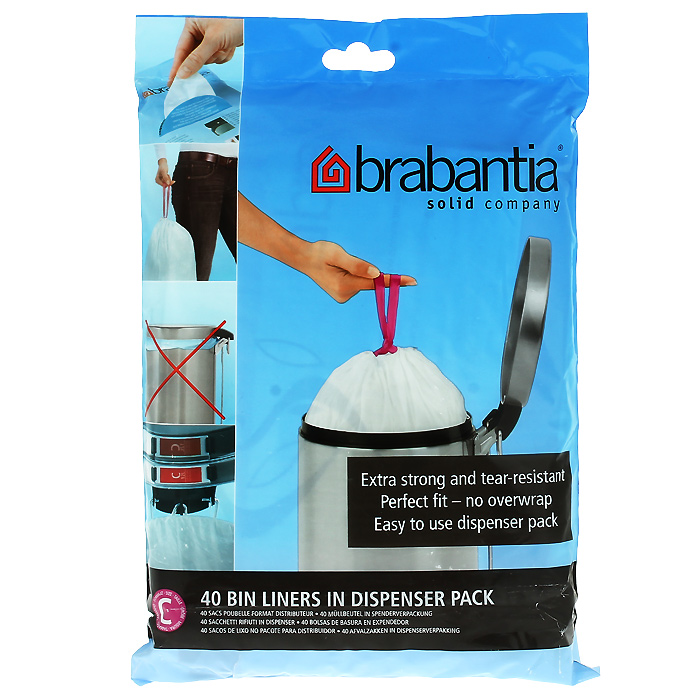 Пакеты для мусора Brabantia, 10-12 л, 40 шт. 361982361982-BR Пакеты для мусора Brabantia, 10-12 л, 40 шт. 361982361982-BRОдноразовые пакеты Brabantia, выполненные из пластика, предназначены для мусорного бака. Предотвращают загрязнение бака, удобны в использовании и имеют затягивающиеся ручки, которые позволяют затянуть пакет и завязать его. Пакеты имеют универсальный размер и подходят для баков различных объемов (от 10 л до 12 л). Особенности: Простая и удобная в использовании плоская упаковка-дозатор с большим отверстием. Легко вытащить новый мешок, так как они не связаны друг с другом, как в рулонах. Затяжная лента позволяет быстро и легко сменить пакет для мусора: просто потяните за ленту, она аккуратно запечатает горловину мешка и превратится в крепкие ручки. Объем мешка: 10-12 л. Количество в упаковке: 40 шт. Размер мешка: 30,6 см х 23 см.