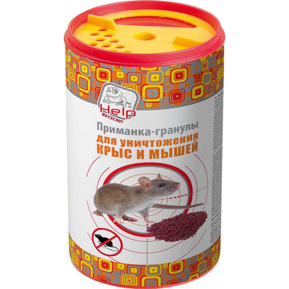Приманка-гранулы для уничтожения крыс и мышей Help, 200 г80280 Приманка-гранулы для уничтожения крыс и мышей Help, 200 г80280Приманка-гранулы Help предназначена для уничтожения крыс (серые, черные, водяные), мышей и кротов населением в быту и в практике медицинской дератизации. Приманку необходимо поместить в лотки или на подложку, количество раскладываемой приманки указано в инструкции. Приманка в пластиковой тубе. Состав: бромадиолон - 0,0005%; битреск (горечь); краситель; ароматизатор, пищевые наполнители. Вес: 200 г. Товар сертифицирован.