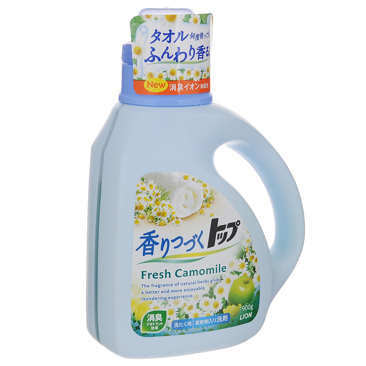Жидкое средство для стирки Lion Fragrance Top Fresh Camomile, ромашковое поле, 900 мл215738 Жидкое средство для стирки Lion Fragrance Top Fresh Camomile, ромашковое поле, 900 мл215738Жидкое средство для стирки Lion Fragrance Top Fresh Camomile предназначено для стирки изделий из хлопка, льна, синтетических тканей. Легко отстирывает загрязнения, придает белью мягкость за счет кондиционирующих компонентов в составе. Средство содержит элемент, контролирующий пенообразование, подходит для ручной и машинной стирки. Благодаря особой формуле, средство обладает дезодорирующим эффектом, удаляет стойкие неприятные запахи и придает белью свежий аромат ромашкового поля. Не оказывает раздражающего действия на кожу и легкие. Подходит для стирки детского белья. Предупреждение: Не допускать попадания в руки детей. При попадании в глаза, незамедлительно промыть их водой. Состав: поверхностно-активные вещества (27% полиоксиэтилалкилэфир ), стабилизирующая добавка, смягчитель. Товар сертифицирован. Размер бутылки (с учетом ручки и крышки): 23 см х 16 см х 8 см.