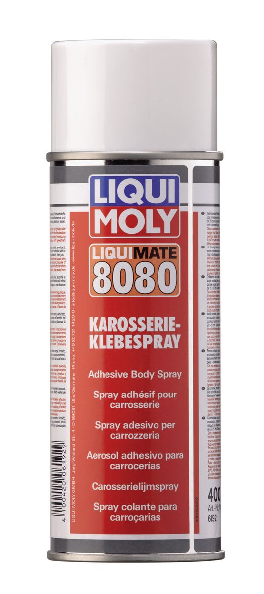 Клей для автомобильных облицовок Liqui Moly, 400 мл6192 Клей для автомобильных облицовок Liqui Moly, 400 мл6192Клей для автомобильных облицовок Liqui Moly - профессиональный быстродействующий аэрозольный клей на основе бутадиен-стирольного каучука (SBR). Предназначен для приклеивания обивок из тканых материалов, всех видов кожи, замши, поролона, резины и микрофибры к металлическим, деревянным, пластиковым и тканевым основам. Обладает невероятной быстротой и высокой прочностью склеивания, стойкостью к воде и нагреву. Удобен в использовании, изменением угла поворота распылительной головки меняется факел распыла. Состав: метилацетат, циклогексан, дистилляты нефти, пропеллент пропан-бутан. Товар сертифицирован.