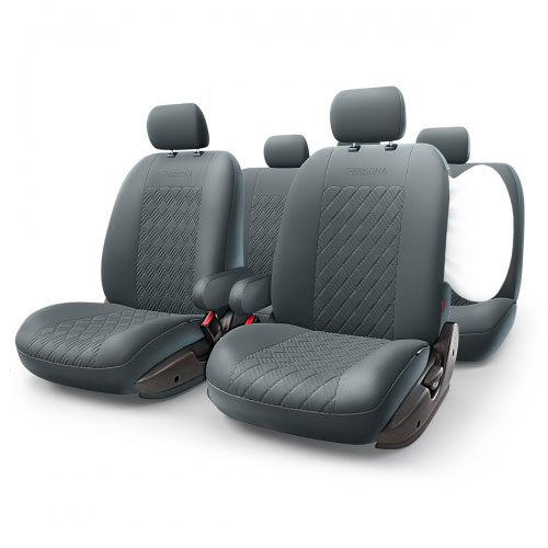 Авточехлы Autoprofi Persona Full, цвет: черный, 13 предметов. Размер MPER-1305GF BK Авточехлы Autoprofi Persona Full, цвет: черный, 13 предметов. Размер MPER-1305GF BKУниверсальные автомобильные чехлы Autoprofi Persona Full изготовлены полностью из экокожи и выдержаны в нейтральном однотонном цвете, за счет чего они выглядят эффектно. Кроме того, использование в чехлах единого материала, без добавления полиэстера на задней или боковой стороне чехлов, повысило их эксплуатационные характеристики и сделало практически не отличимыми от кожаных кресел. Авточехлы актуальны для современных иномарок не только благодаря стильному внешнему виду, но и наличию распускаемого шва для боковых подушек безопасности. Универсальная конструкция подходит для большинства автомобильных сидений. Особенности: Карманы в спинках передних сидений. 3 молнии в сиденье заднего ряда. 3 молнии в спинке заднего ряда. Предустановленные крючки на широких резинках. Крепление передних спинок липучками. Использование с боковыми airbag. Толщина поролона: 5 мм. Комплектация: 5 подголовников, 2 подлокотника, 2 спинки переднего ряда,...