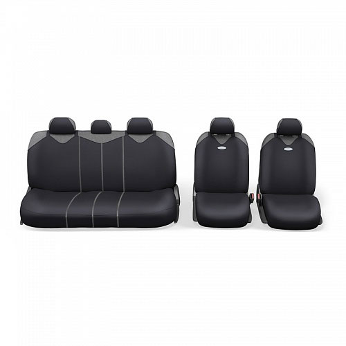 Чехлы-майки Autoprofi R1 - Sport Plus Zippers, цвет: черный, 9 предметовR-902PZ BK Чехлы-майки Autoprofi R1 - Sport Plus Zippers, цвет: черный, 9 предметовR-902PZ BKЧехлы-майки Autoprofi R1 - Sport Plus Zippers выполнены в спортивном стиле, который придает салону яркие и динамичные черты. Широкая гамма расцветок чехлов позволяет подобрать их к любому автомобильному интерьеру. Эластичный полиэстер изделий плотно облегает поверхность кресел, не выцветает на солнце и не электризуется. В креслах заднего ряда расположено 6 молний. Модель авточехлов-маек оснащена полностью закрытой нижней частью сидений, которая делает чехлы более практичными и износостойкими. Форма чехлов в виде маек позволяет легко и быстро надевать их на кресла любого типа, не прибегая к демонтажу подголовников и подлокотников. Комплектация: 2 чехла кресел переднего ряда, 1 спинка заднего ряда, 1 сиденье заднего ряда, 5 подголовников. Толщина поролона: 2 мм.