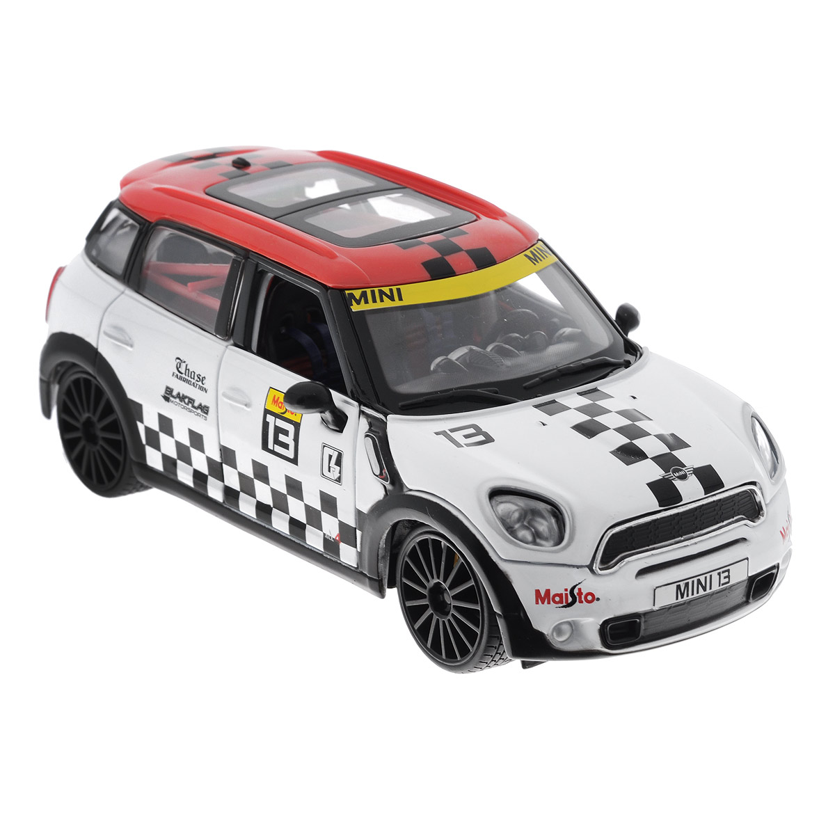 Maisto Модель автомобиля Mini Cooper Countryman31367 Maisto Модель автомобиля Mini Cooper Countryman31367Коллекционная модель Maisto Mini Cooper Countryman - миниатюрная копия настоящего автомобиля. Стильная модель автомобиля привлечет к себе внимание не только детей, но и взрослых. Модель имеет литой металлический корпус с высокой детализацией двигателя, интерьера салона, дисков, протекторов, выхлопной системы, оснащена колесами из мягкой резины. У машинки открываются дверцы кабины и капот. Игрушка в точности повторяет модель оригинальной техники, подробная детализация в полной мере позволит вам оценить высокую точность копии этой машины! Такая модель станет отличным подарком не только любителю автомобилей, но и человеку, ценящему оригинальность и изысканность, а качество исполнения представит такой подарок в самом лучшем свете.
