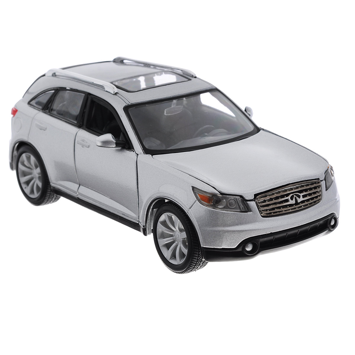 Maisto Модель автомобиля Infinity FX4531994 Maisto Модель автомобиля Infinity FX4531994Коллекционная модель Maisto Infinity FX45 - миниатюрная копия настоящего автомобиля. Стильная модель автомобиля привлечет к себе внимание не только детей, но и взрослых. Модель имеет литой металлический корпус с высокой детализацией двигателя, интерьера салона, дисков, протекторов, выхлопной системы, оснащена колесами из мягкой резины. У машинки открываются дверцы кабины и капот. Игрушка в точности повторяет модель оригинальной техники, подробная детализация в полной мере позволит вам оценить высокую точность копии этой машины! Такая модель станет отличным подарком не только любителю автомобилей, но и человеку, ценящему оригинальность и изысканность, а качество исполнения представит такой подарок в самом лучшем свете.