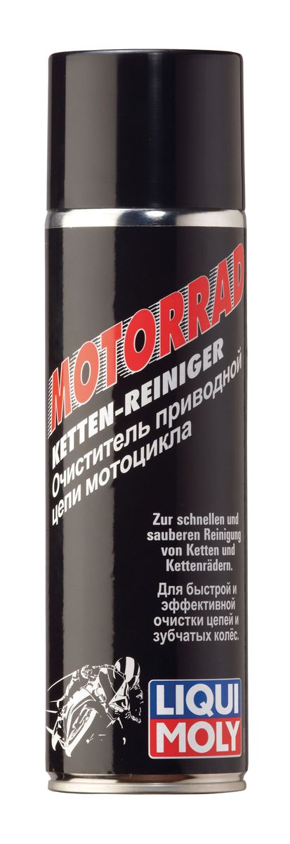 Очиститель приводной цепи мотоцикла Liqui Moly, 500 мл7625 Очиститель приводной цепи мотоцикла Liqui Moly, 500 мл7625Очиститель приводной цепи мотоцикла Liqui Moly на основе высокоэффективной комбинации растворителей обеспечивает быструю и эффективную очистку и обезжиривание различных конструкционных элементов двухколесных транспортных средств. Очиститель специально разработан для очистки цепей мотоциклов, велосипедов, мотороллеров, мопедов и т.п. Подходит для очистки цепей с кольцеобразными звеньями, для цепей с сальниками круглого и х-образного сечения, а также без сальников. Состав: легкий легроин, пропелент: диоксил углерода, более 30% алифатических углеводородов. пропеллент. Не содержит озоноразрушающих веществ. Товар сертифицирован.