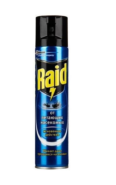 Аэрозоль от летающих насекомых Raid, 300 мл628951 Аэрозоль от летающих насекомых Raid, 300 мл628951Инсектицидное средство Raid от летающих насекомых с улучшенной формулой действует на ос, шершней, мух, слепней, комаров, мошек, моль. Raid в считанные секунды убивает летающих и даже прячущихся насекомых. Можно использования внутри жилых комнат, в кухне и других помещениях дома. Средство имеет приятный легкий аромат.