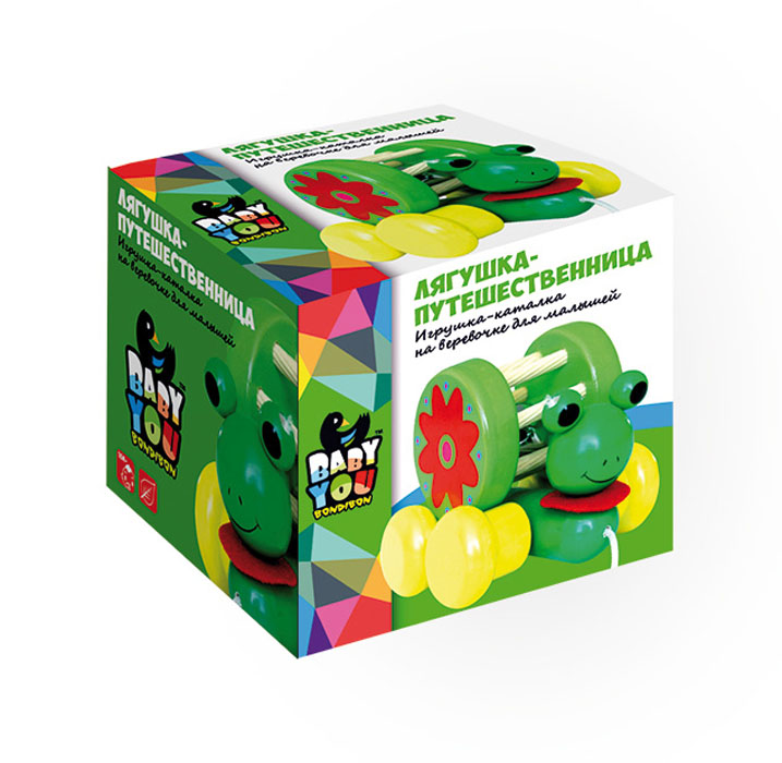 Игрушка-каталка Лягушка-путешественницаВВ1107 Игрушка-каталка Лягушка-путешественницаВВ1107Игрушка-каталка Лягушка-путешественница, изготовленная из дерева и металла, непременно понравится вашему малышу и подойдет для игры, как дома, так и на свежем воздухе. Игрушка представляет собой каталку-лягушку с подвижными колесами и барабан с бубенчиком внутри, который задорно звенит при катании. Ребенок сможет катать игрушку, потянув за текстильный шнурок. Края деталей игрушки закруглены, чтобы избежать вероятности травмирования. Игрушка-каталка развивает пространственное мышление, цветовое восприятие, тактильные ощущения, ловкость и координацию движений.