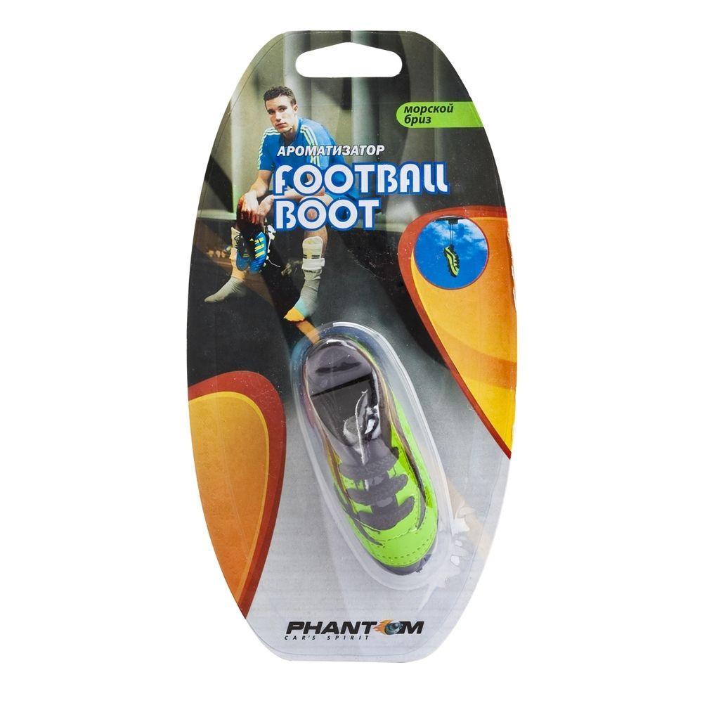 Ароматизатор Phantom Football boot, морской бриз3168 Ароматизатор Phantom Football boot, морской бриз3168Еще один продукт для футбольных болельщиков - яркие бутсы! Бутсы сшиты как уменьшенная копия настоящей обуви спортсменов - с прошивками, шипами и шнурками. Наполнитель из ароматического волокна позволяет удерживать запах в течение длительного времени, а двойной блистер предотвращает выветривание запаха во время хранения. Подвесной тип крепления. Синтетическое волокно, заменитель кожи, отдушка