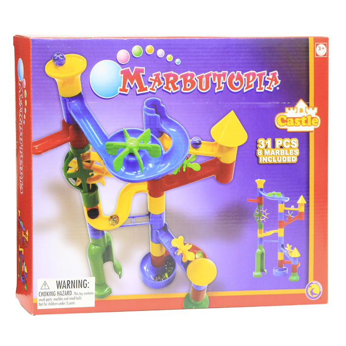 Marbutopia Конструктор Замок6890 Marbutopia Конструктор Замок6890Конструктор Marbutopia (Марбутопия). Замок - первый шаг ребенка в мир конструирования объемных лабиринтов. В данном комплекте имеются разные мельницы: вертикальная, горизонтальная, наклонная, детали конической формы в виде крыши башенок замка, 8 стеклянных шарика-хамелеона и другие. Основная задача - построить горку так, чтобы шарик не застревал, а скатывался вниз по дорожкам и виражам. Особенность конструктора заключается в том, что он позволяет ребенку строить бесконечные забавные лабиринты руководствуя (1 вариант сборки лабиринта). Конструирование лабиринтов полезно для развития пространственного мышления и воображения. Также развивает координацию, моторику, концентрацию, планирование, стратегию, понятие причины и следствия. Раннее развитие этих навыков, как известно, существенно увеличивает академические и интеллектуальные способности ребенка. Набор Замок совместим с другими наборами серии Primo благодаря чему вы всегда можете дополнить конструкцию...