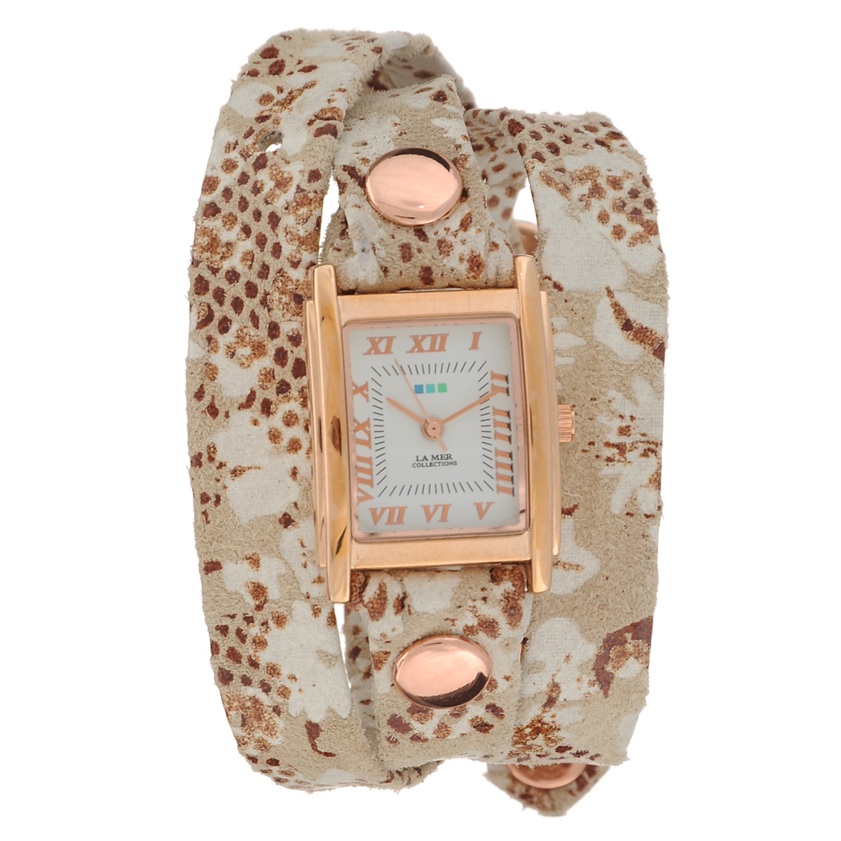 Часы наручные женские La Mer Collections Simple Brown-White Flower Print Rose. LMSTW4003LMSTW4003 Часы наручные женские La Mer Collections Simple Brown-White Flower Print Rose. LMSTW4003LMSTW4003Женские наручные часы La Mer Collections позволят вам выделиться из толпы и подчеркнуть свою индивидуальность. Часы оснащены японским кварцевым механизмом Seiko. Ремешок выполнен из натуральной итальянской замши и декорирован принтом. Корпус часов изготовлен из сплава металлов, золотистого цвета. Циферблат оснащен часовой, минутной и секундной стрелками и защищен минеральным стеклом, декорирован римскими цифрами и отметками. Часы застегиваются на классическую застежку-пряжку. Часы хранятся на специальной подушечке в футляре из искусственной замши, крышка которого оформлена логотипом компании La Mer Collection. Характеристики: Размер циферблата: 25 х 23 х 6 мм. Размер ремешка: 550 х 13 мм. Не содержат никель. Не водостойкие. Собираются вручную в США.