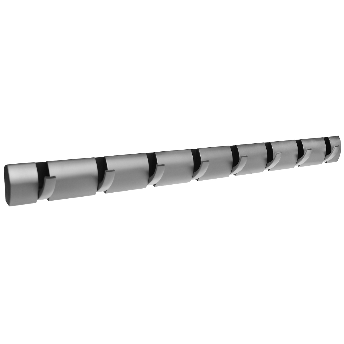 Вешалка настенная Umbra Flip, цвет: стальной, 8 крючков. 318859318859-410 Вешалка настенная Umbra Flip, цвет: стальной, 8 крючков. 318859318859-410Стильная и прочная вешалка Umbra Flip интересной формы и оригинального дизайна изготовлена из прочного пластика и металла. Имеет 8 откидных крючков из никеля: когда они не используются, то складываются, превращая конструкцию в абсолютно гладкую поверхность. Вешалка Umbra Flip идеально подходит для маленьких прихожих и ограниченных пространств. Каждый крючок выдерживает вес до 2,3 кг. Размер вешалки: 82 см х 6 см х 3 см.