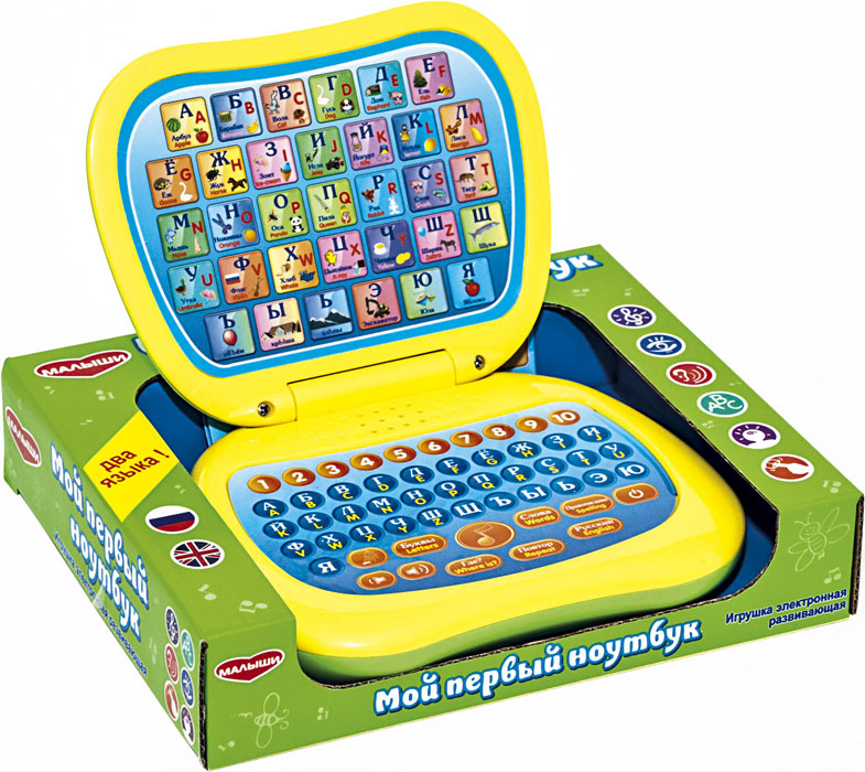 Игрушка электронная развивающая Мой первый ноутбук82003 Игрушка электронная развивающая Мой первый ноутбук82003Этот замечательный мини ноутбук в игровой увлекательной форме поможет освоить малышам буквы, научит их правильно писать слова. А для отдыха и веселья есть множество веселых мелодий, под которые так здорово танцевать, играть, веселиться! Это суперсовременная игрушка: ведь она учит не только русскому, но и английскому языку.
