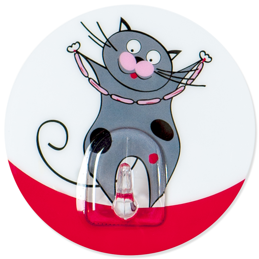 Крючок адгезивный Tatkraft Funny cats. 1822818228 Крючок адгезивный Tatkraft Funny cats. 1822818228Крючок адгезивный Tatkraft Funny cats изготовлен из пластика и декорирован изображением кота. Крючок может быть установлен только на ровной воздухонепроницаемой поверхности: плитка, стекло, пластик, металл, ламинированное дерево и другие. Крючок является многоразовым, что позволяет перевесить его в любое удобное место. Крючок Tatkraft Funny cats имеет авторский дизайн, который украсит любой интерьер. Диаметр: 8 см. Длина крючка: 1,5 см. Максимальный вес: 3 кг.