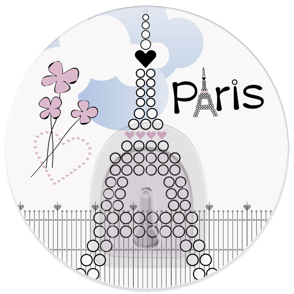 Крючок адгезивный Tatkraft Paris La Tour Eiffel18716 Крючок адгезивный Tatkraft Paris La Tour Eiffel18716Адгезивный крючок Tatkraft Paris La Tour Eiffel изготовлен из пластика и декорирован изображением Эйфелевой башни. Крючок может быть установлен только на ровной воздухонепроницаемой поверхности: плитка, стекло, пластик, металл, ламинированное дерево и другие. Крючок является многоразовым, что позволяет перевесить его в любое удобное место. Крючок Tatkraft Paris La Tour Eiffel имеет авторский дизайн, который украсит любой интерьер. Диаметр: 8 см. Длина крючка: 1,5 см. Максимальный вес: 3 кг.