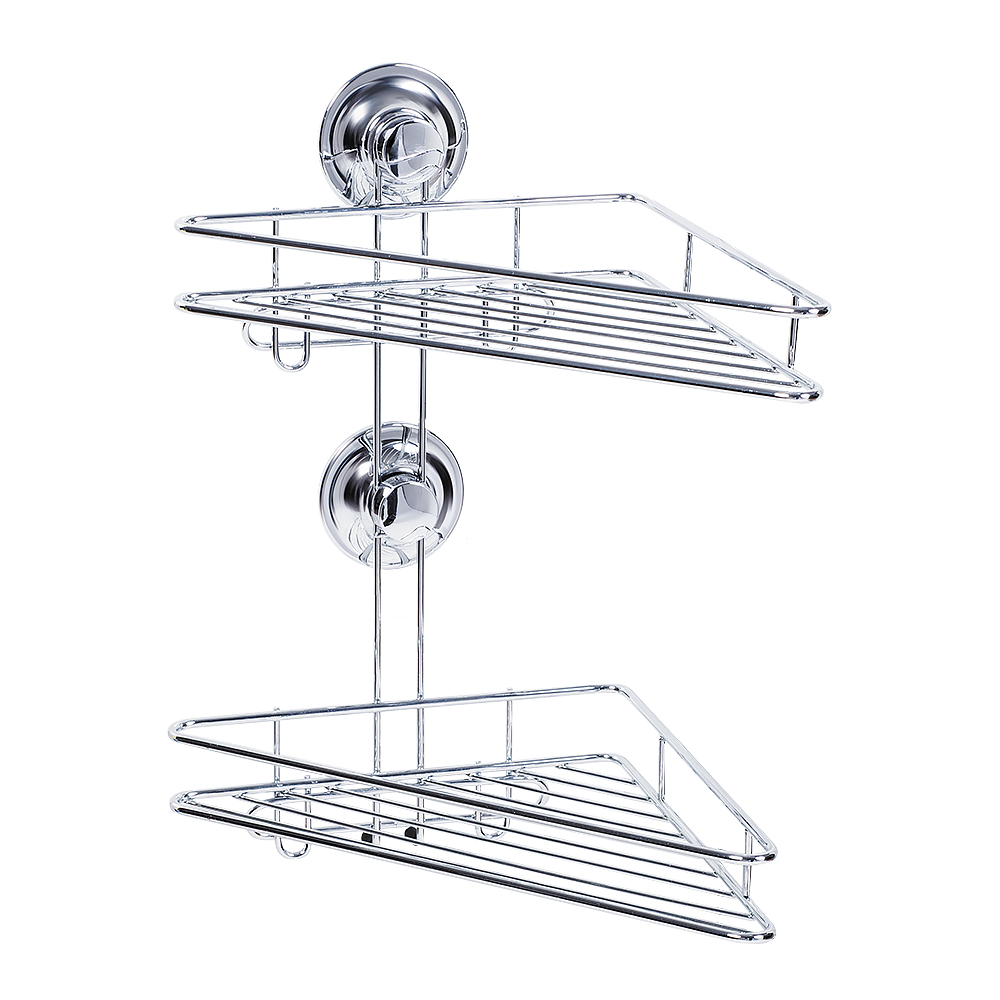 Полка двухъярусная Tatkraft Ring Lock, угловая, высота 36 см17207 Полка двухъярусная Tatkraft Ring Lock, угловая, высота 36 см17207Угловая полка Tatkraft Ring Lock имеет два яруса и крепится к стене при помощи силиконового кольца Magic Ring. Влагостойкое кольцо крепко держит полку на ровных и не ровных (1-2 мм), воздухонепроницаемых поверхностях: стекло, глазурованная плитка, металл, пластик. Теперь, чтобы прикрепить полку к стене, не нужно делать лишних дырок. Размер полочек: 30 см х 16 см х 3,5 см. Высота полки: 36 см. Диаметр крепления: 6 см.